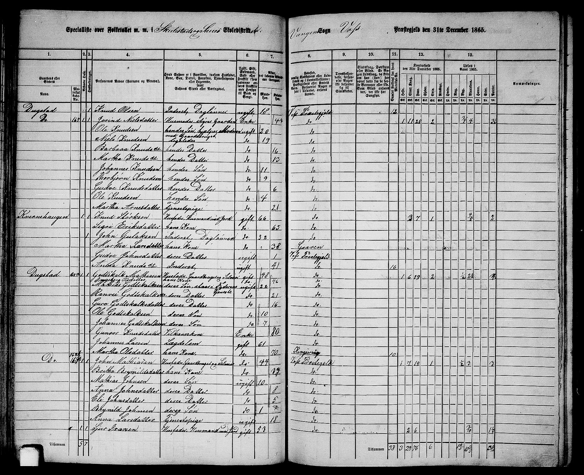 RA, 1865 census for Voss, 1865, p. 87