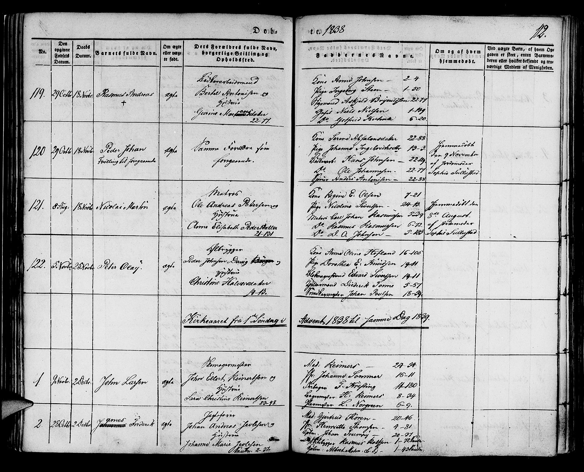Korskirken sokneprestembete, SAB/A-76101/H/Haa/L0015: Parish register (official) no. B 1, 1833-1841, p. 112