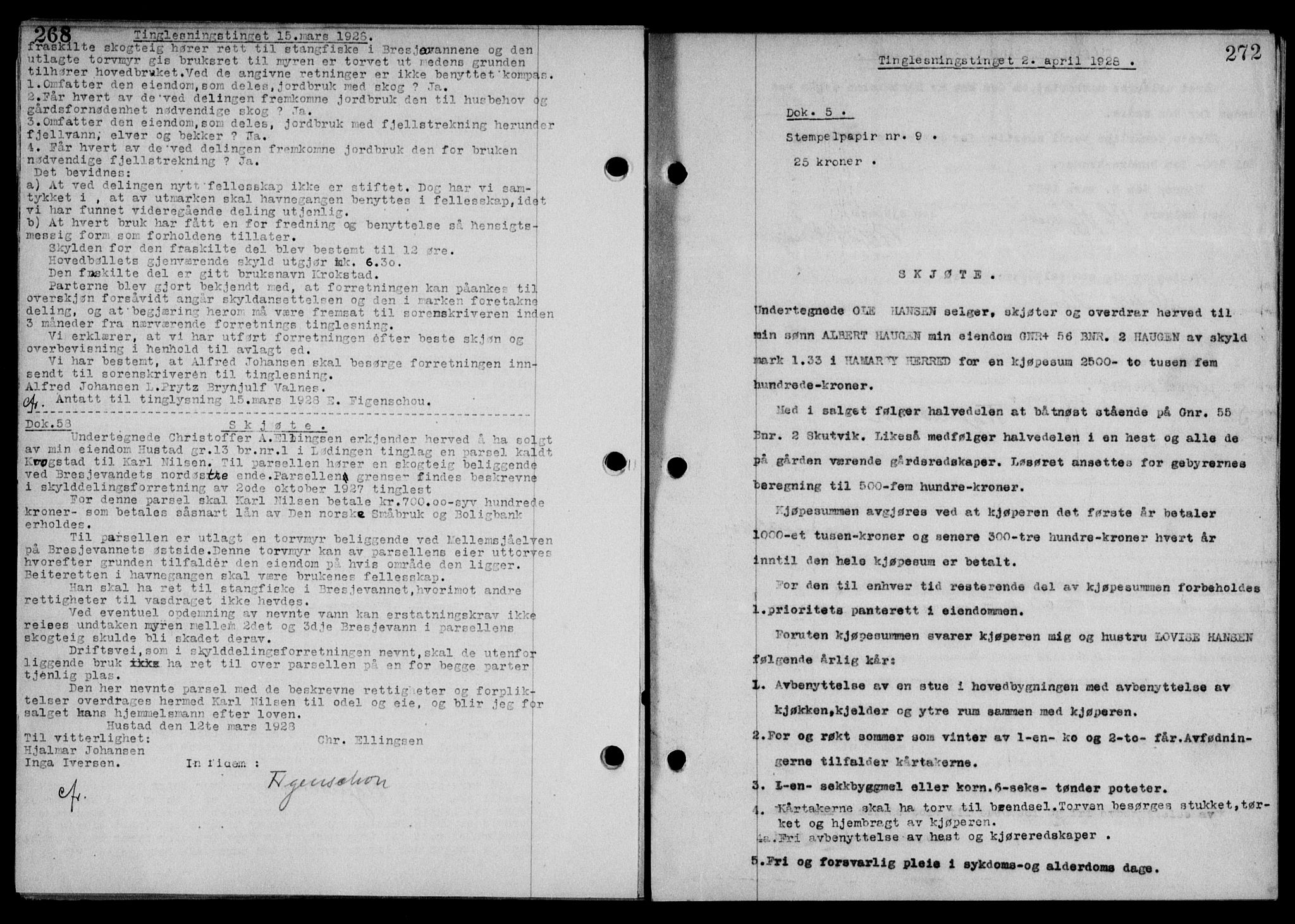 Steigen og Ofoten sorenskriveri, SAT/A-0030/1/2/2C/L0015/0002: Mortgage book no. 16 og 17-I, 1927-1928, Deed date: 02.04.1928