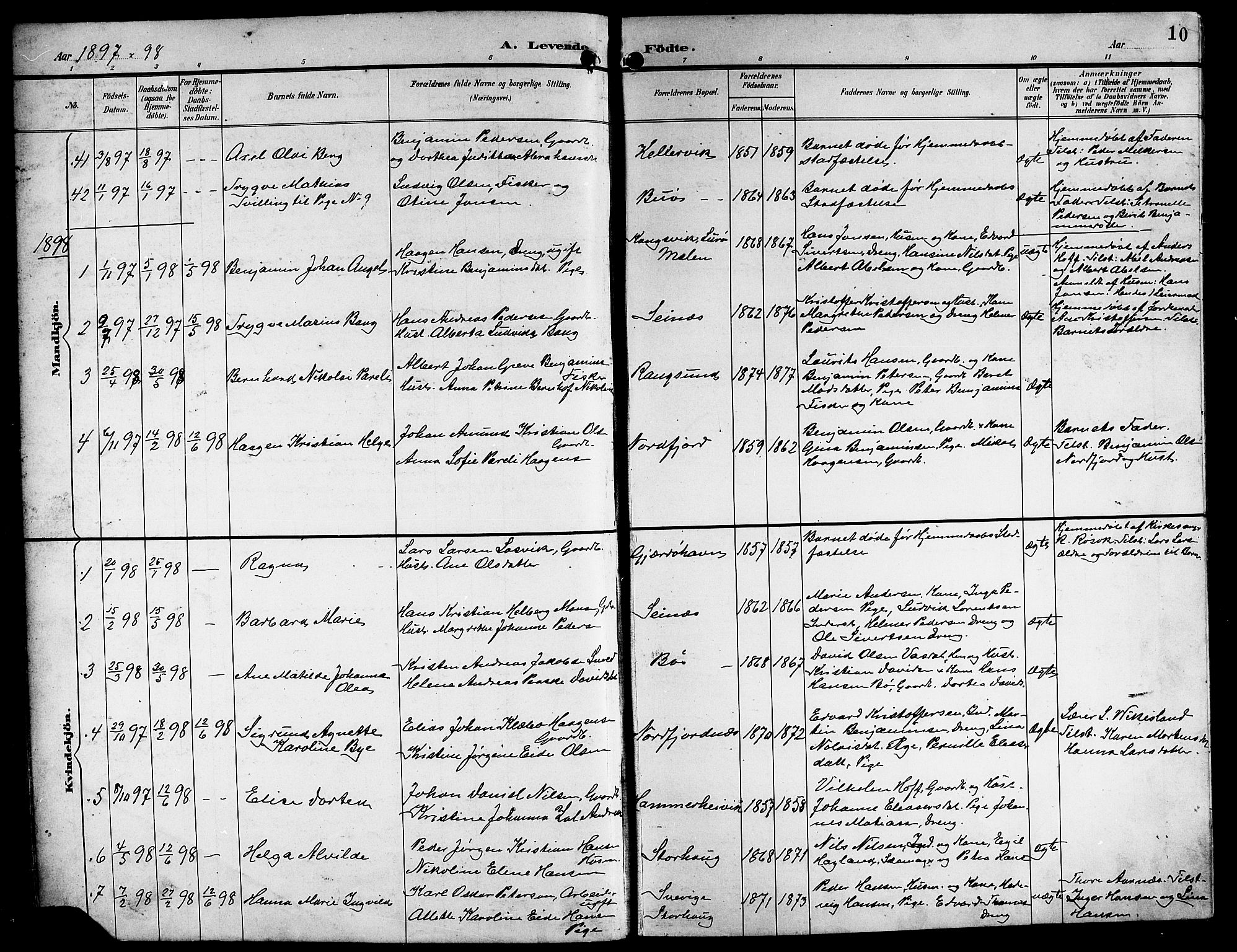 Ministerialprotokoller, klokkerbøker og fødselsregistre - Nordland, SAT/A-1459/841/L0621: Parish register (copy) no. 841C05, 1897-1923, p. 10