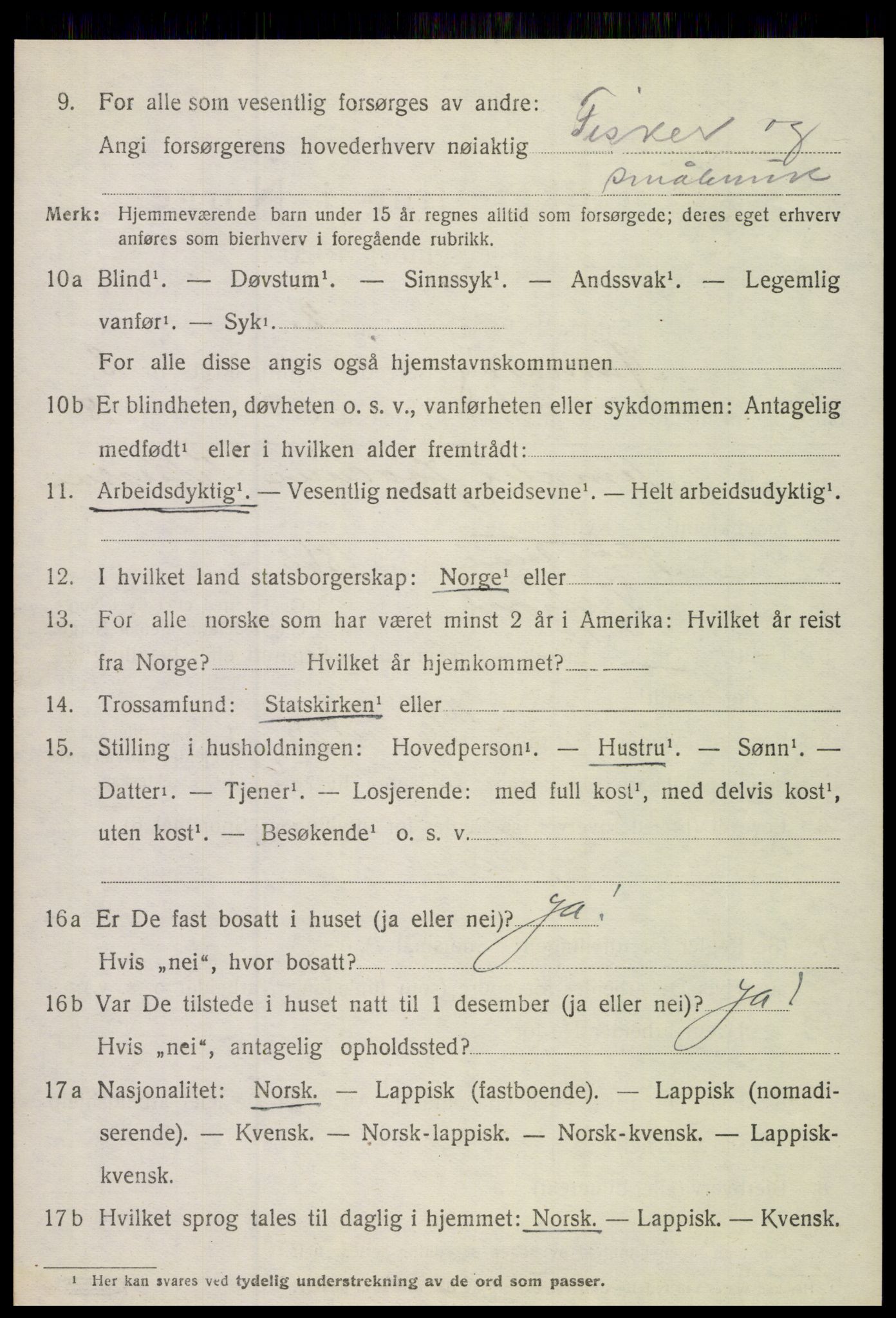 SAT, 1920 census for Hamarøy, 1920, p. 3679