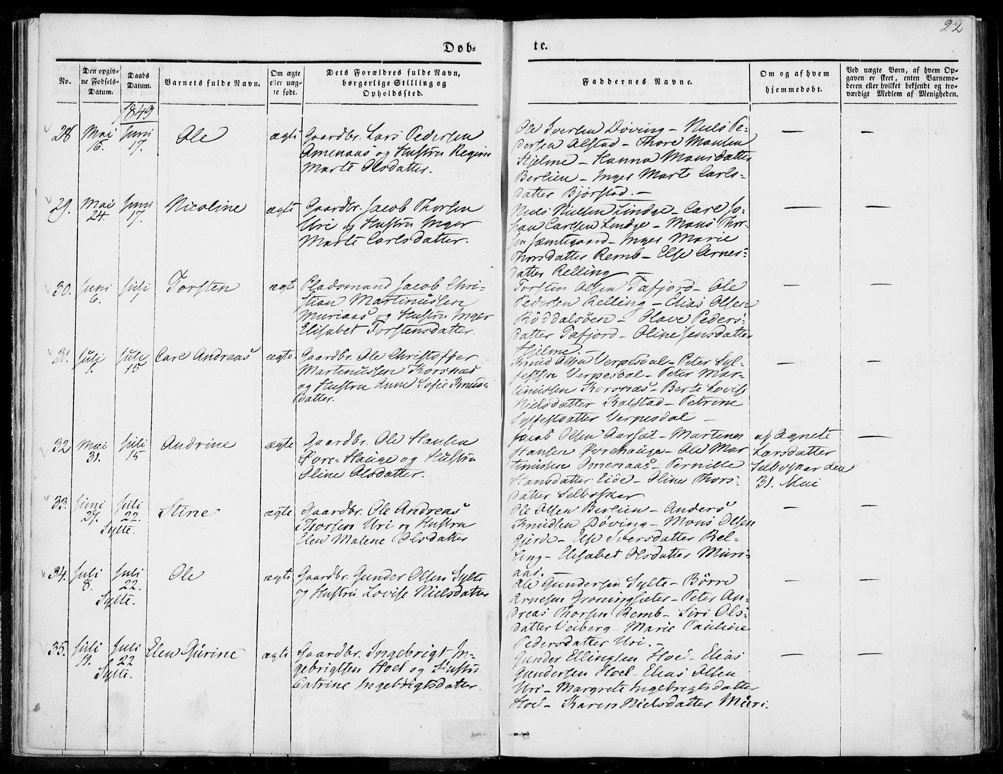 Ministerialprotokoller, klokkerbøker og fødselsregistre - Møre og Romsdal, SAT/A-1454/519/L0249: Parish register (official) no. 519A08, 1846-1868, p. 22