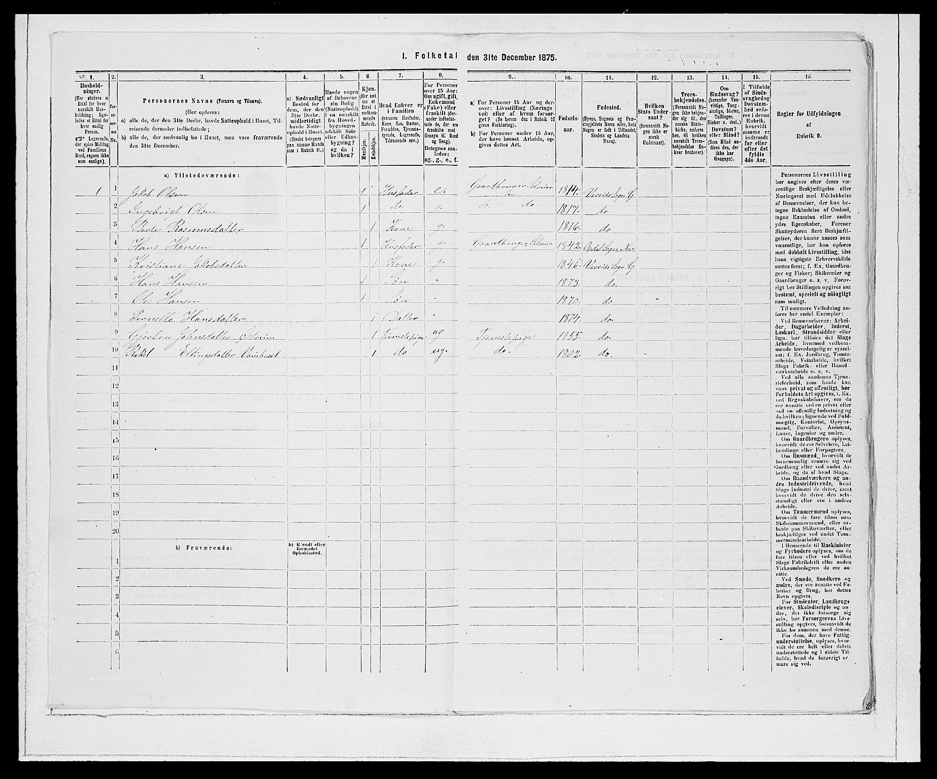 SAB, 1875 Census for 1445P Gloppen, 1875, p. 184