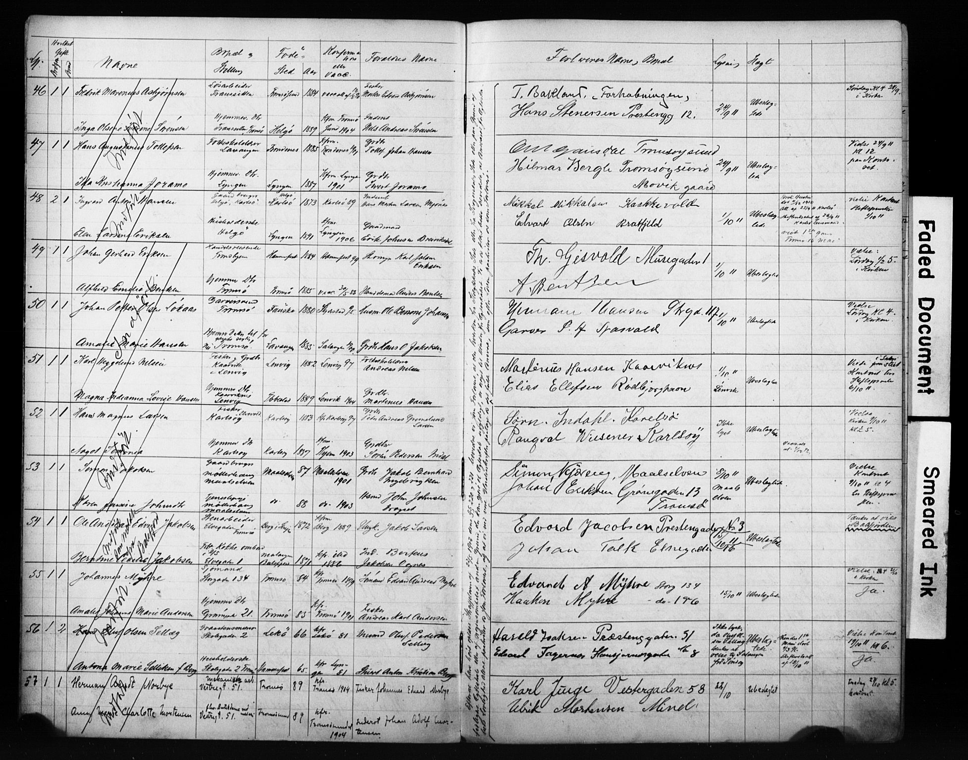 Tromsø sokneprestkontor/stiftsprosti/domprosti, AV/SATØ-S-1343/H/Hc/L0099/0007: Banns register no. 99.7, 1911-1915