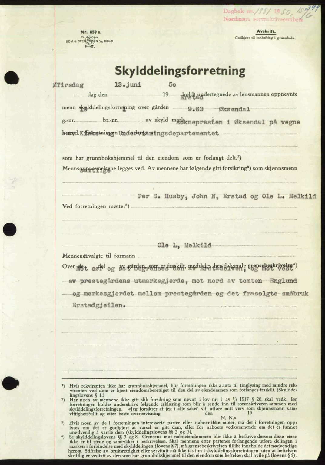 Nordmøre sorenskriveri, AV/SAT-A-4132/1/2/2Ca: Mortgage book no. A115, 1950-1950, Diary no: : 1881/1950