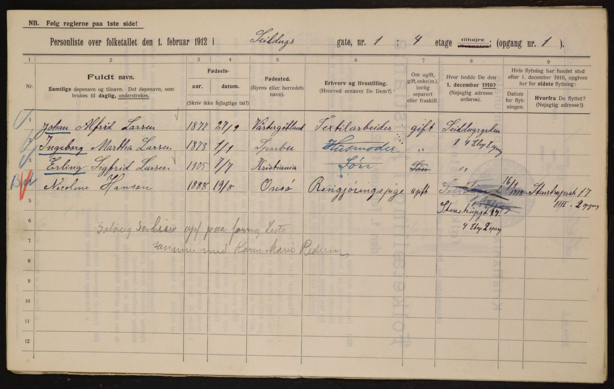 OBA, Municipal Census 1912 for Kristiania, 1912, p. 94022