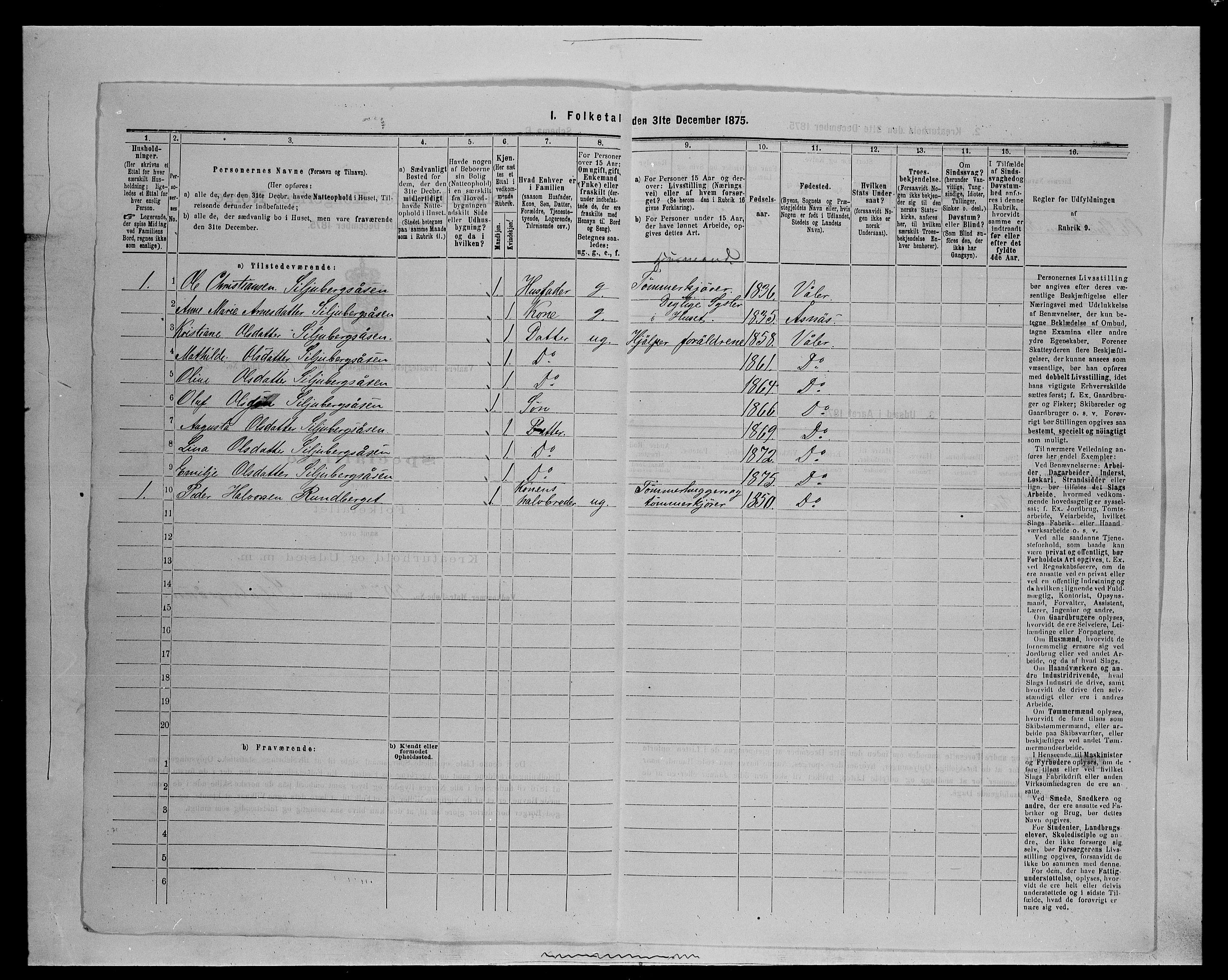 SAH, 1875 census for 0426P Våler parish (Hedmark), 1875, p. 1295