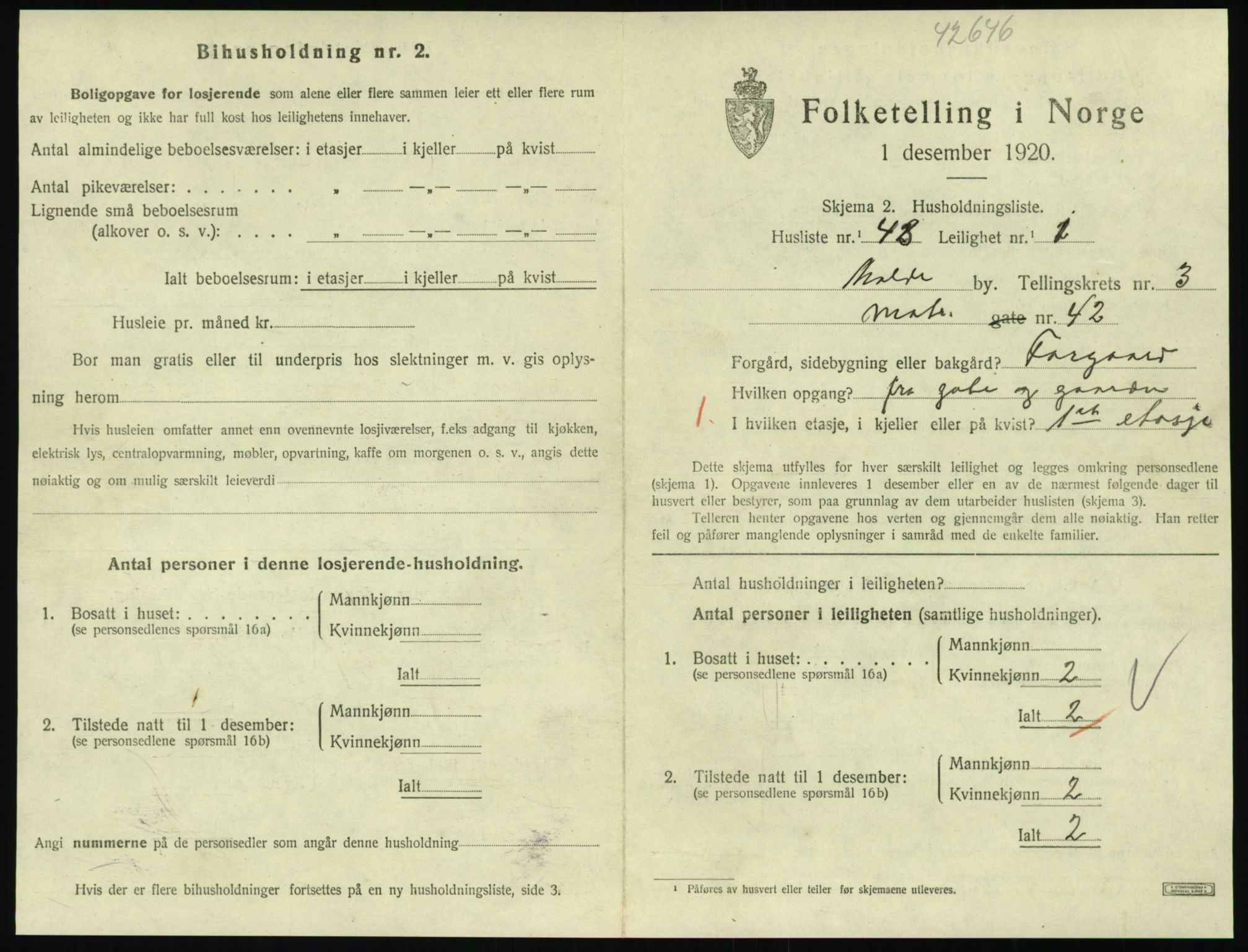 SAT, 1920 census for Molde, 1920, p. 1227