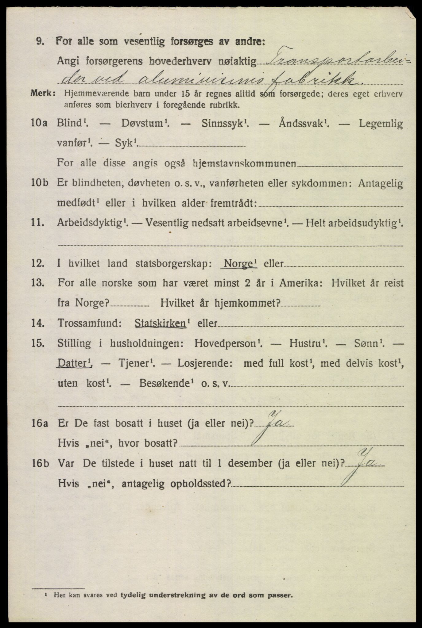 SAK, 1920 census for Vennesla, 1920, p. 2159