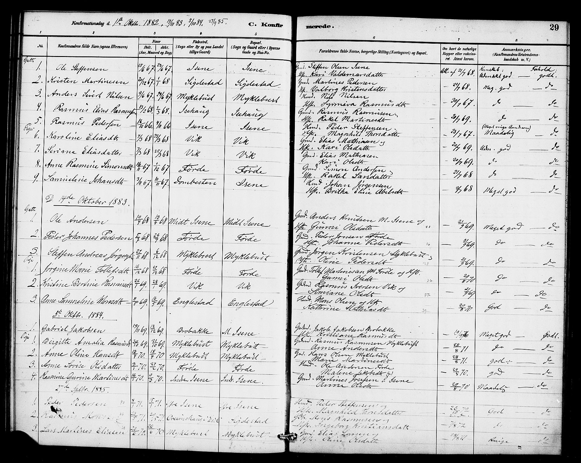 Davik sokneprestembete, SAB/A-79701/H/Haa/Haae/L0001: Parish register (official) no. E 1, 1882-1900, p. 29