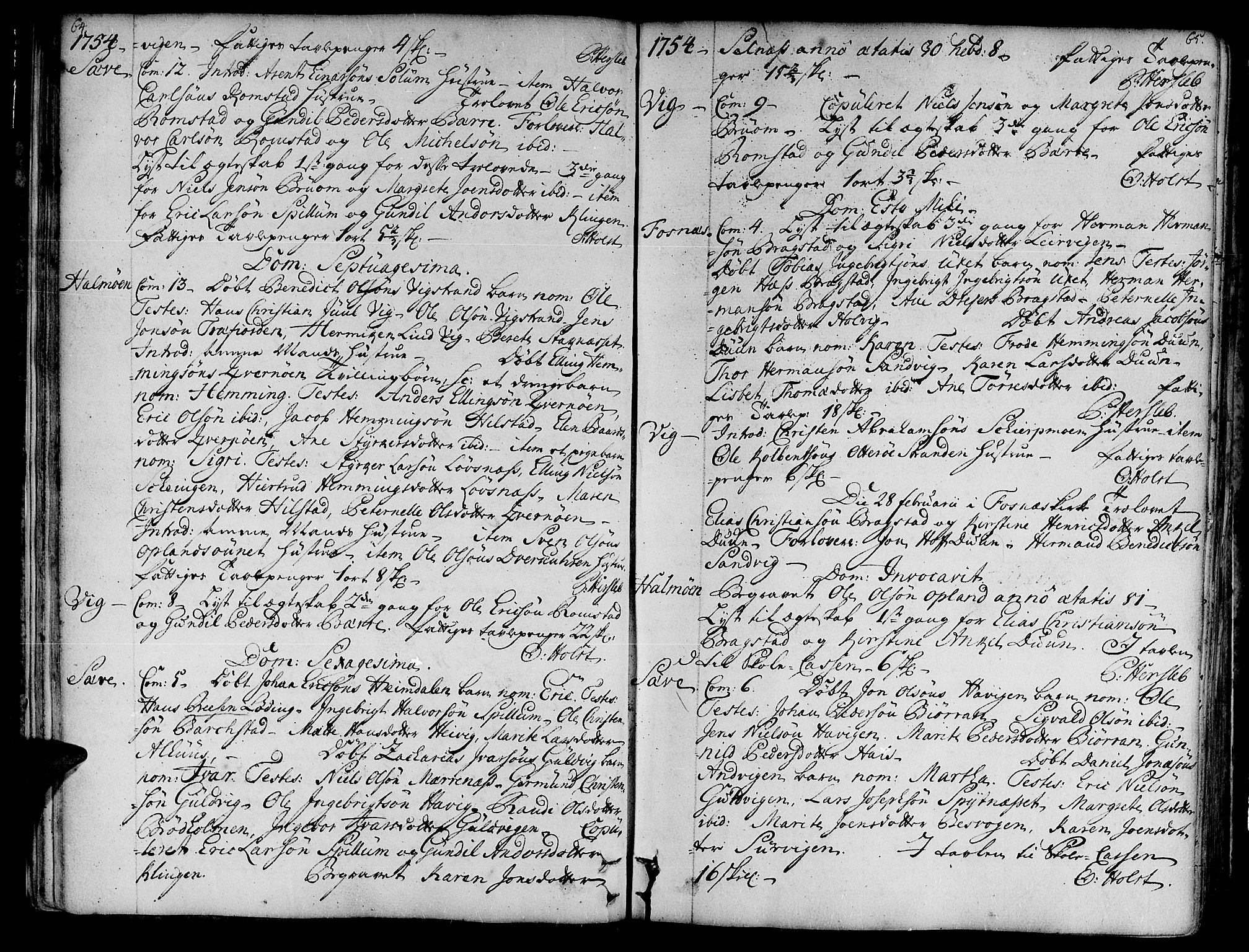 Ministerialprotokoller, klokkerbøker og fødselsregistre - Nord-Trøndelag, SAT/A-1458/773/L0607: Parish register (official) no. 773A01, 1751-1783, p. 64-65