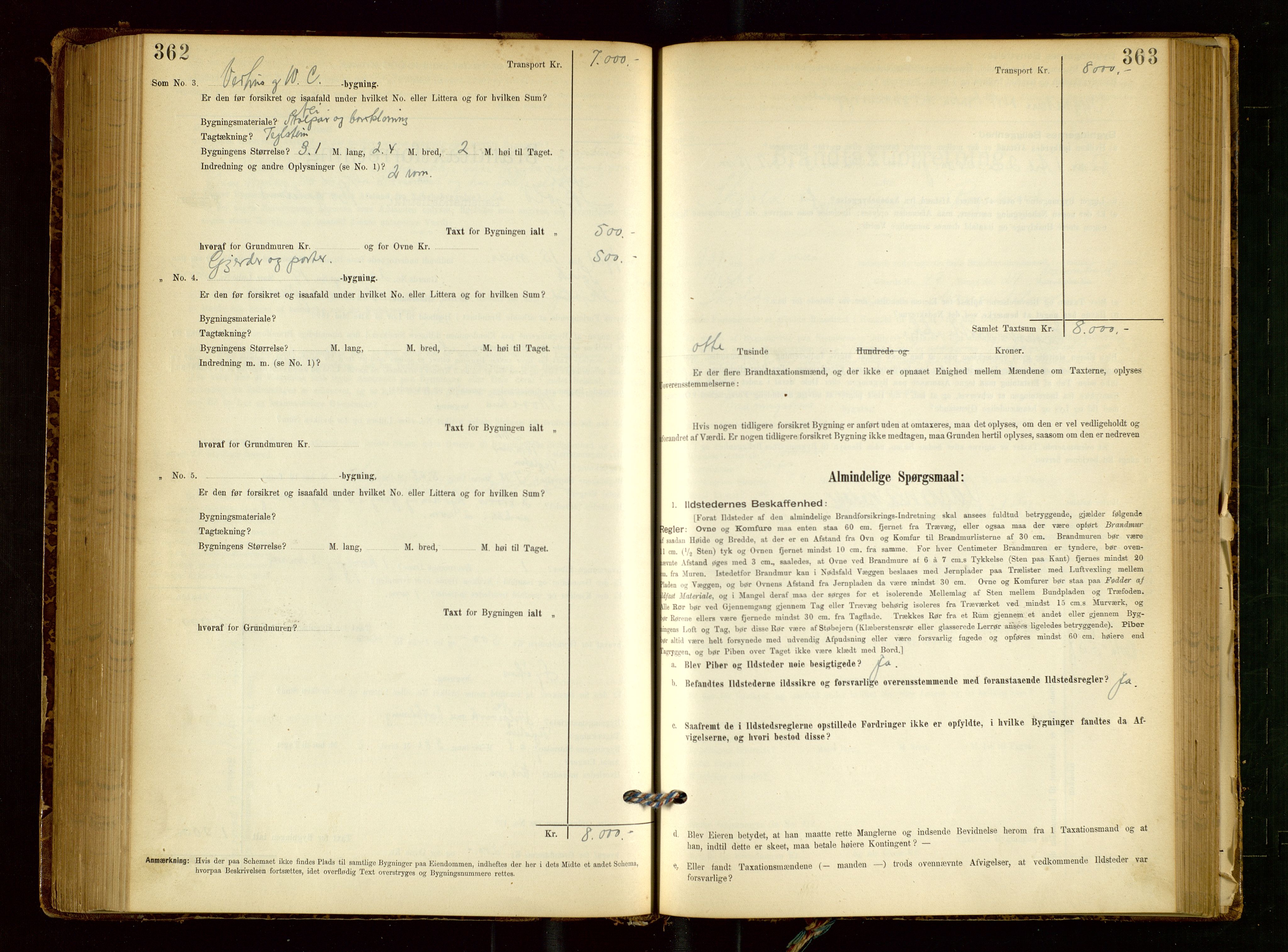 Skjold lensmannskontor, SAST/A-100182/Gob/L0001: "Brandtaxationsprotokol for Skjold Lensmandsdistrikt Ryfylke Fogderi", 1894-1939, p. 362-363