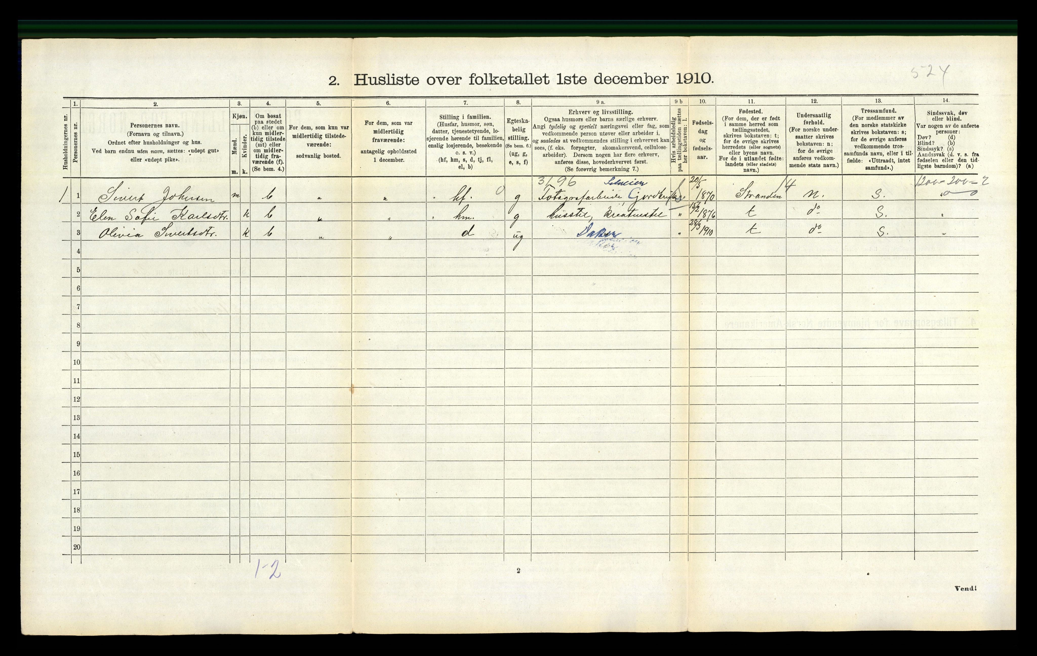 RA, 1910 census for Stordal, 1910, p. 217