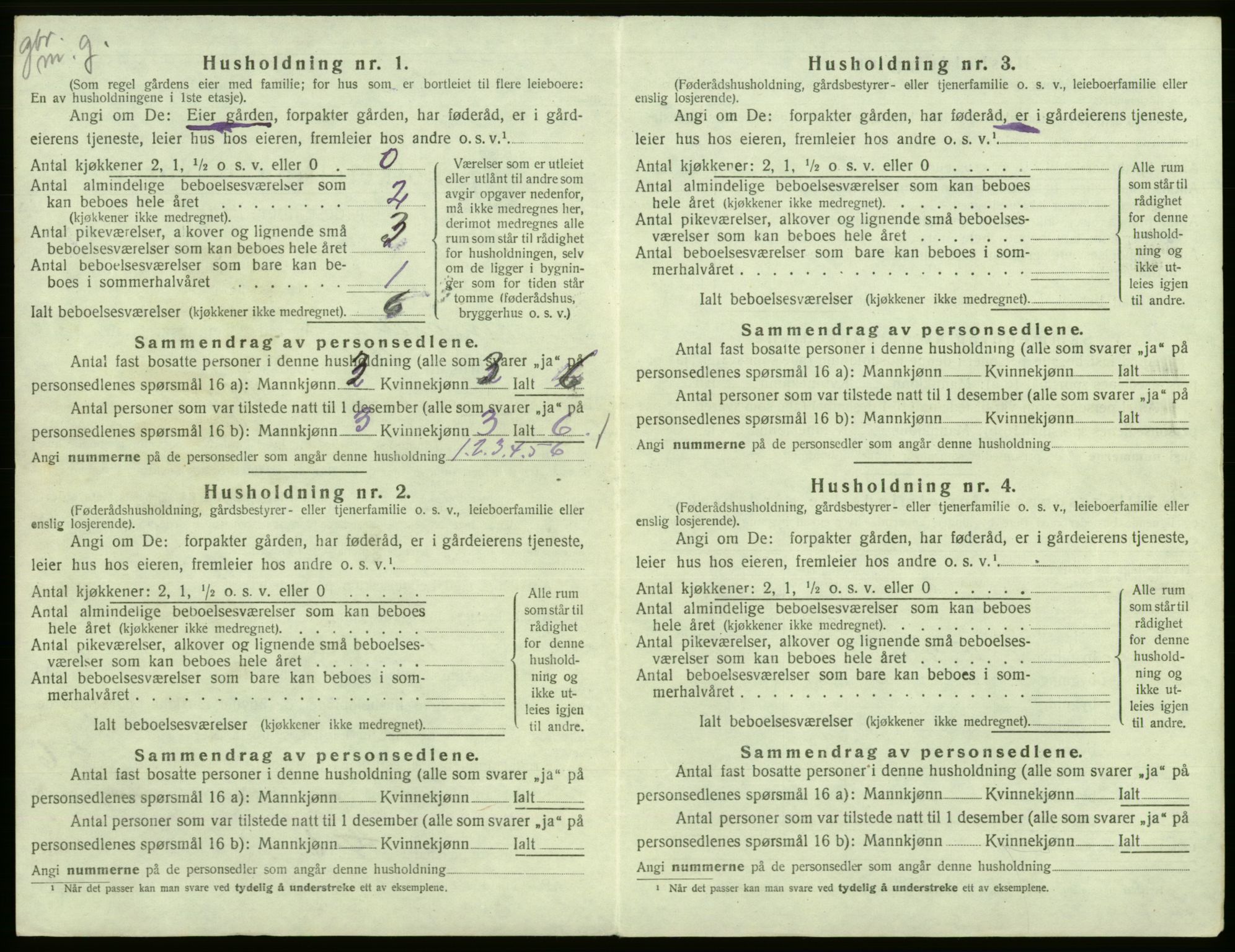 SAB, 1920 census for Kinsarvik, 1920, p. 409