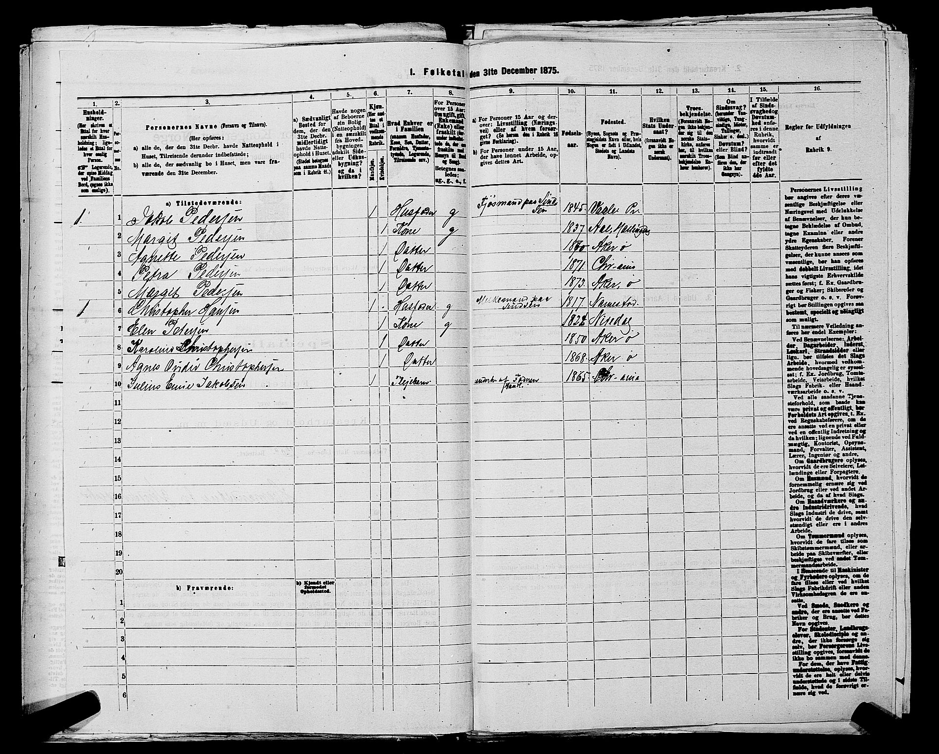 RA, 1875 census for 0218bP Østre Aker, 1875, p. 224