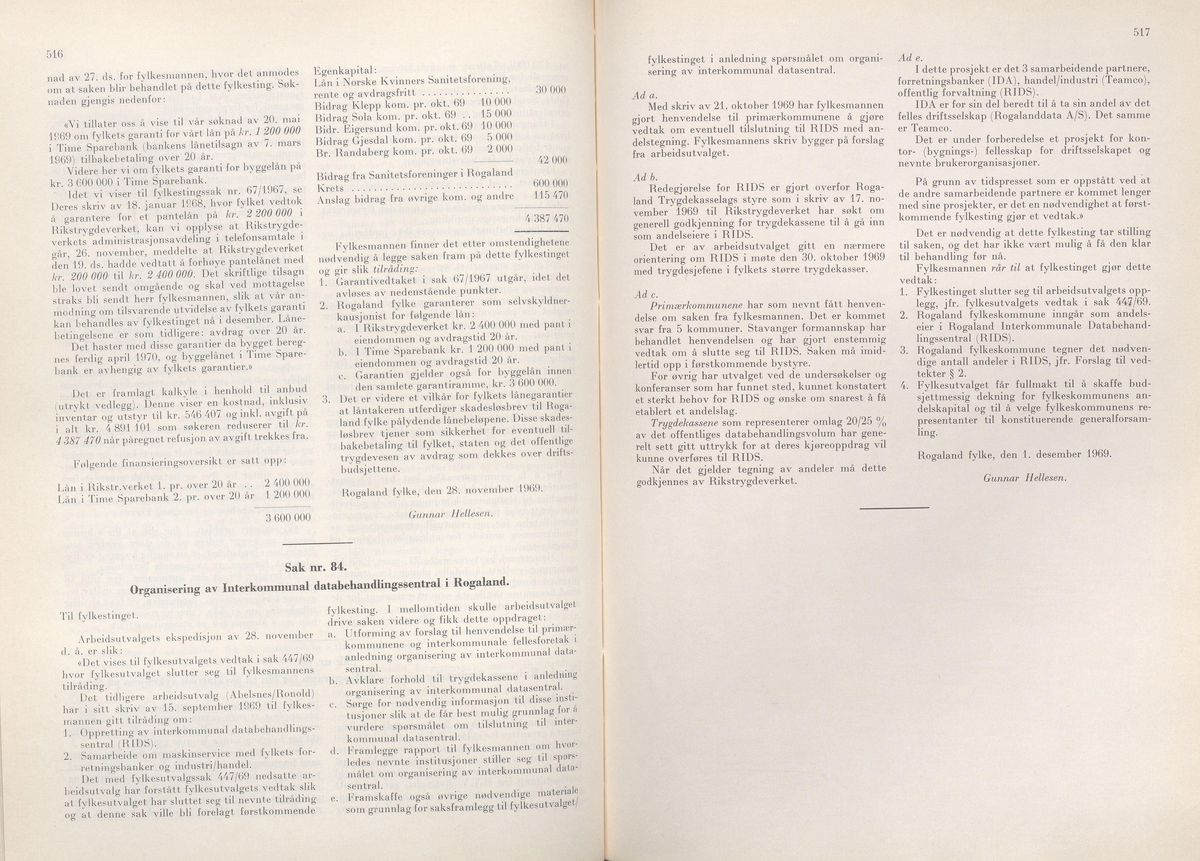 Rogaland fylkeskommune - Fylkesrådmannen , IKAR/A-900/A/Aa/Aaa/L0089: Møtebok , 1969, p. 516-517