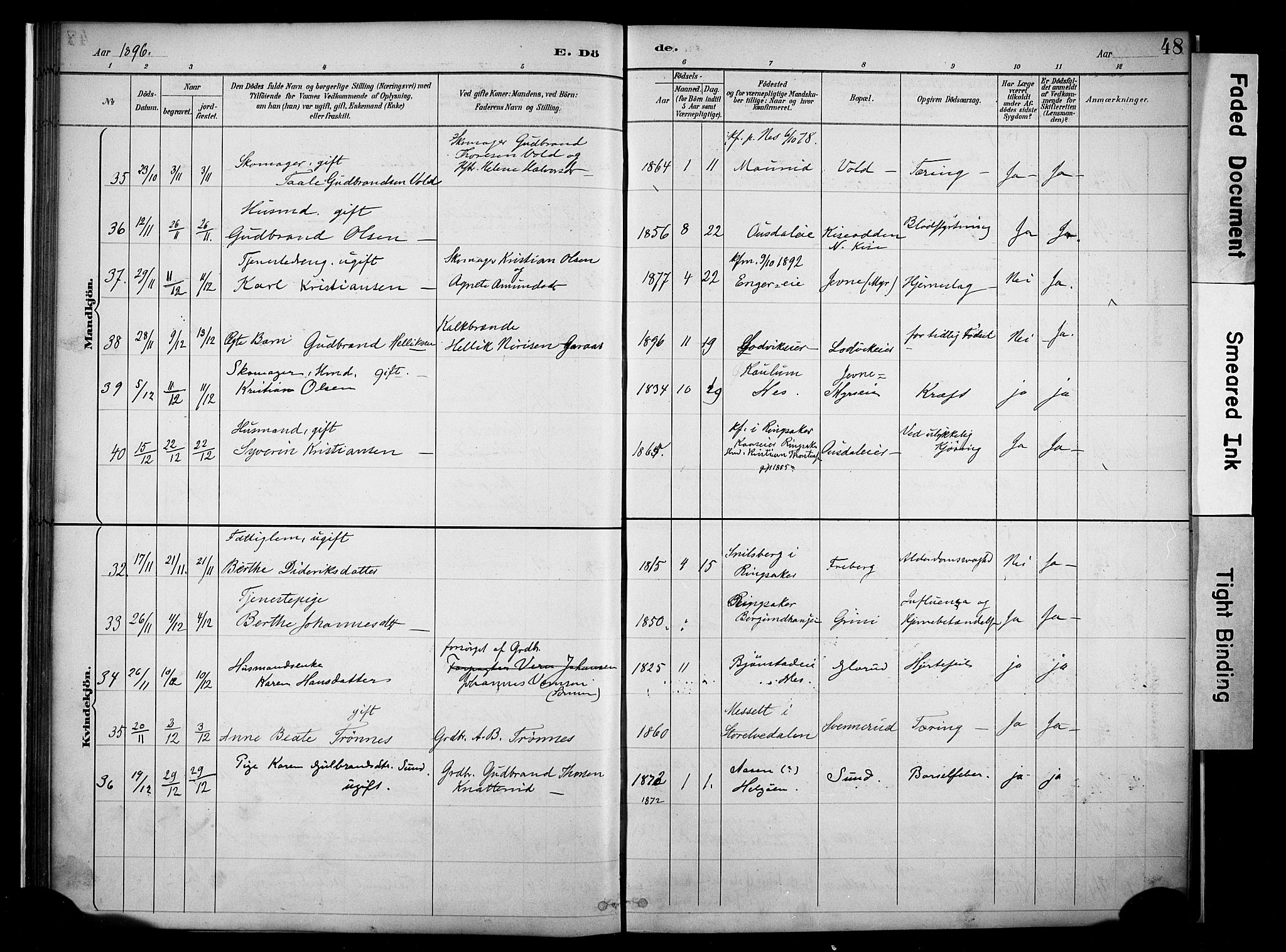 Nes prestekontor, Hedmark, SAH/PREST-020/K/Ka/L0011: Parish register (official) no. 11, 1887-1905, p. 48