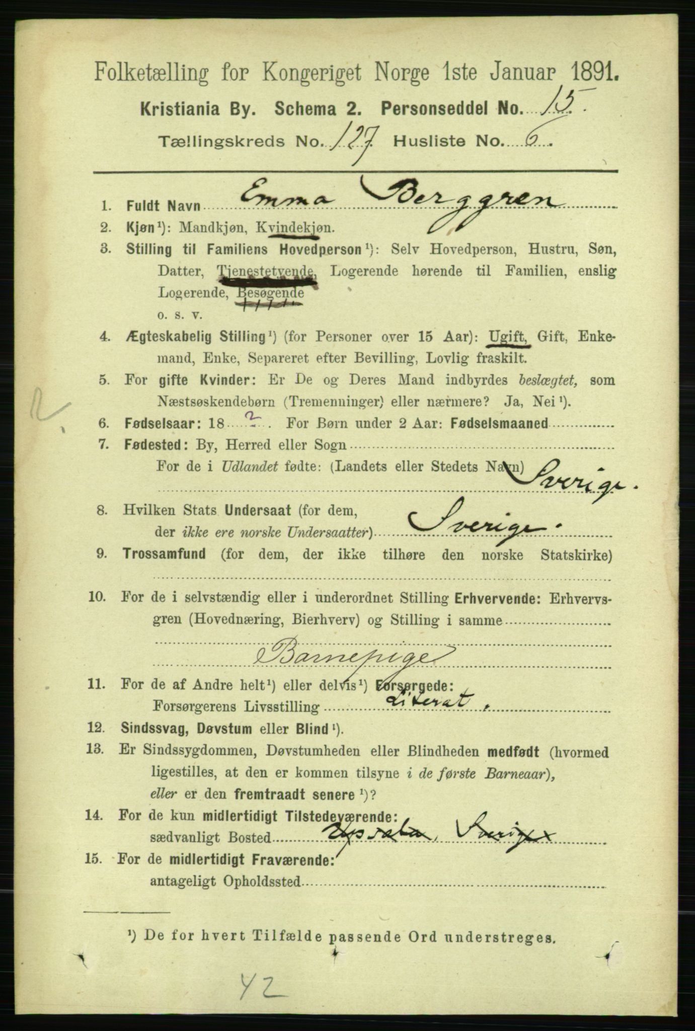 RA, 1891 census for 0301 Kristiania, 1891, p. 68054