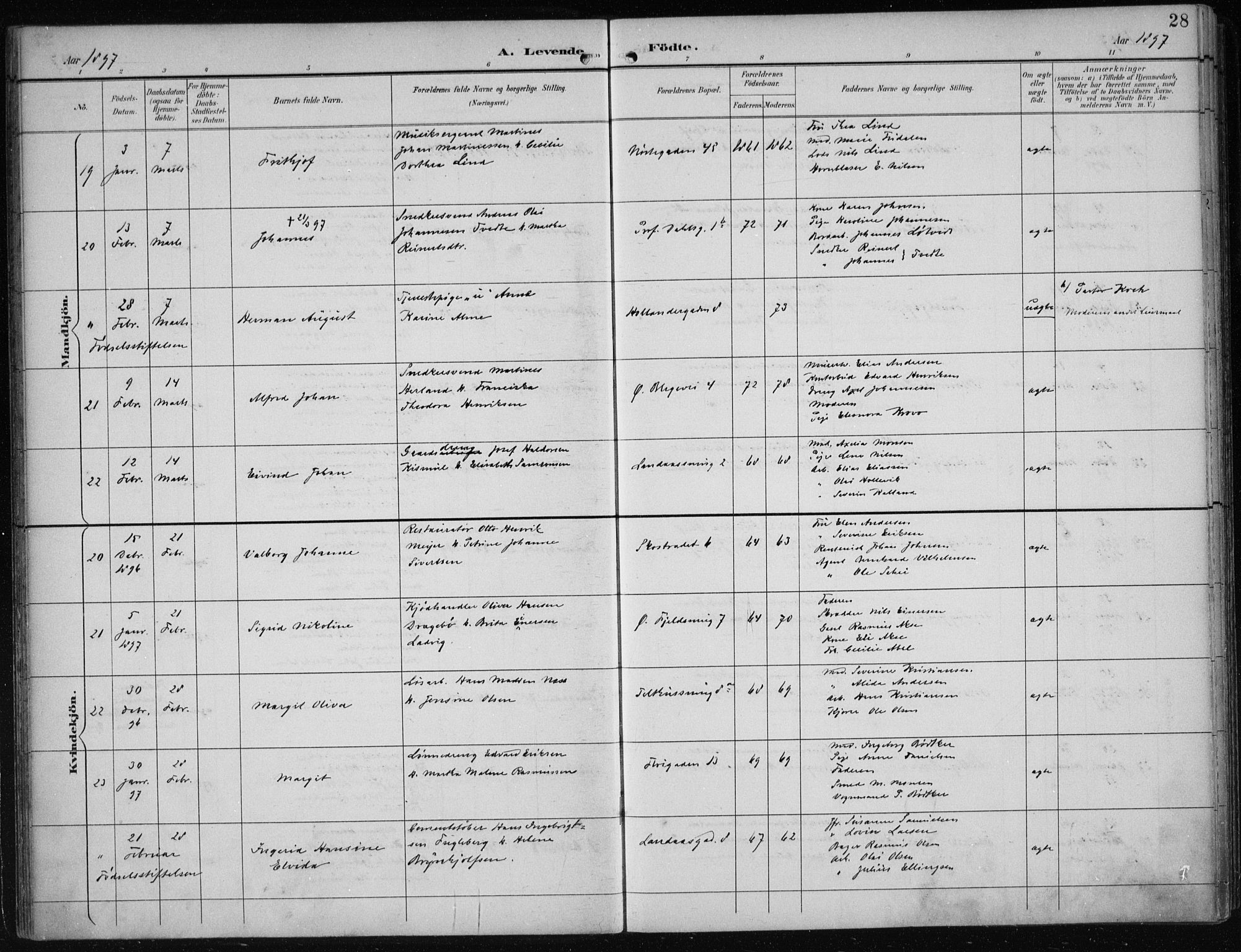 Korskirken sokneprestembete, AV/SAB-A-76101/H/Hab: Parish register (copy) no. B 10, 1896-1905, p. 28