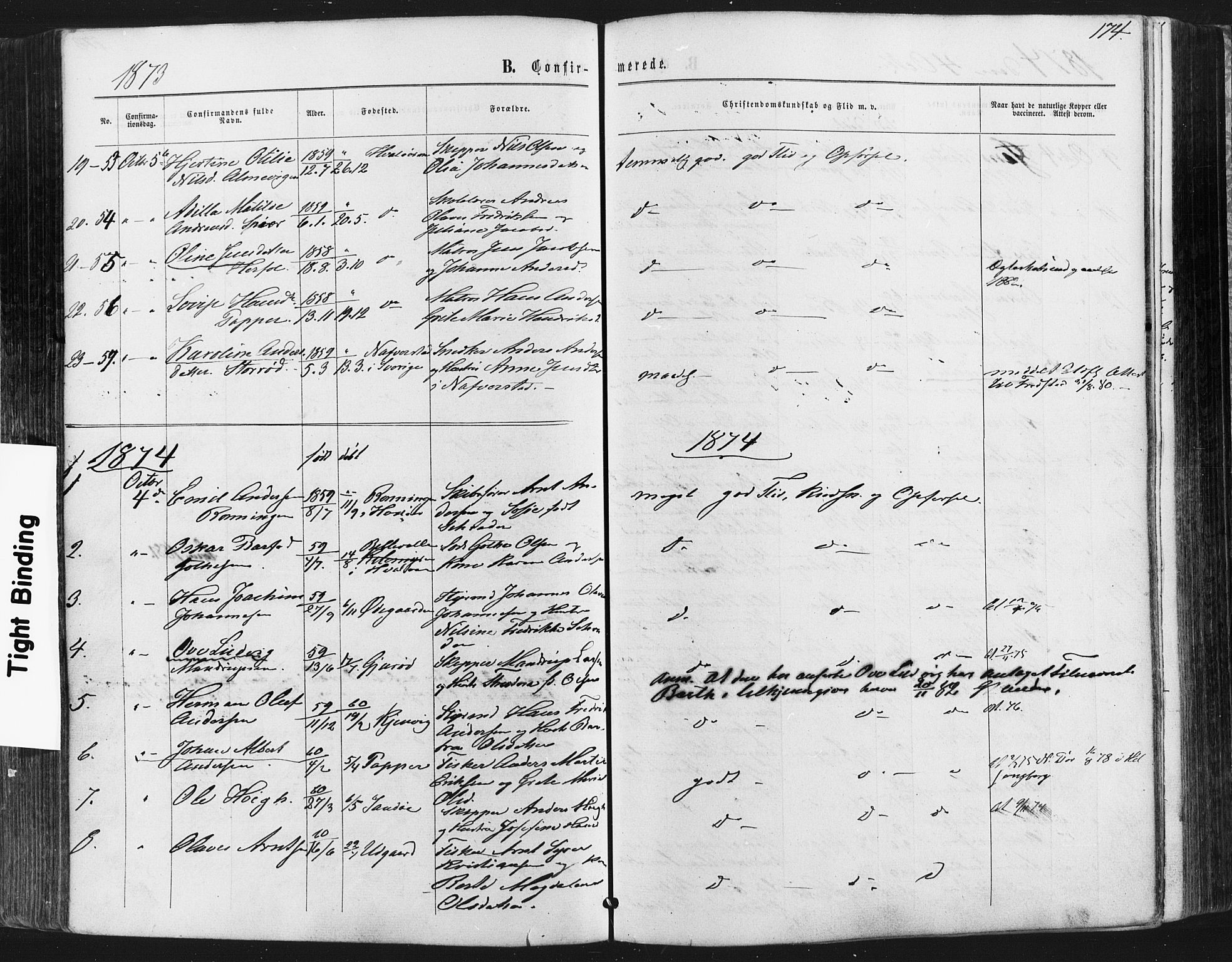 Hvaler prestekontor Kirkebøker, SAO/A-2001/F/Fa/L0007: Parish register (official) no. I 7, 1864-1878, p. 174