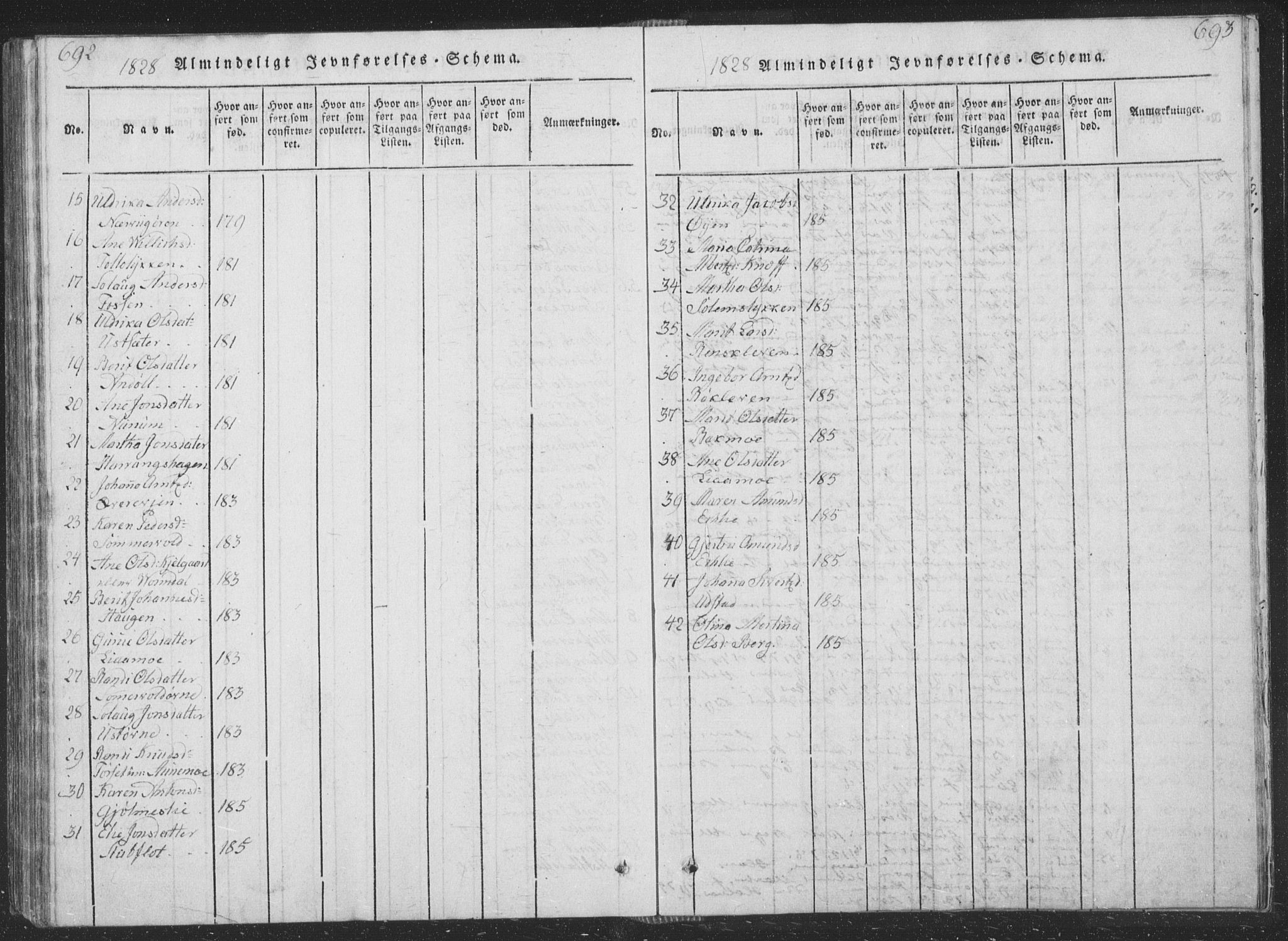 Ministerialprotokoller, klokkerbøker og fødselsregistre - Sør-Trøndelag, SAT/A-1456/668/L0816: Parish register (copy) no. 668C05, 1816-1893, p. 692-693