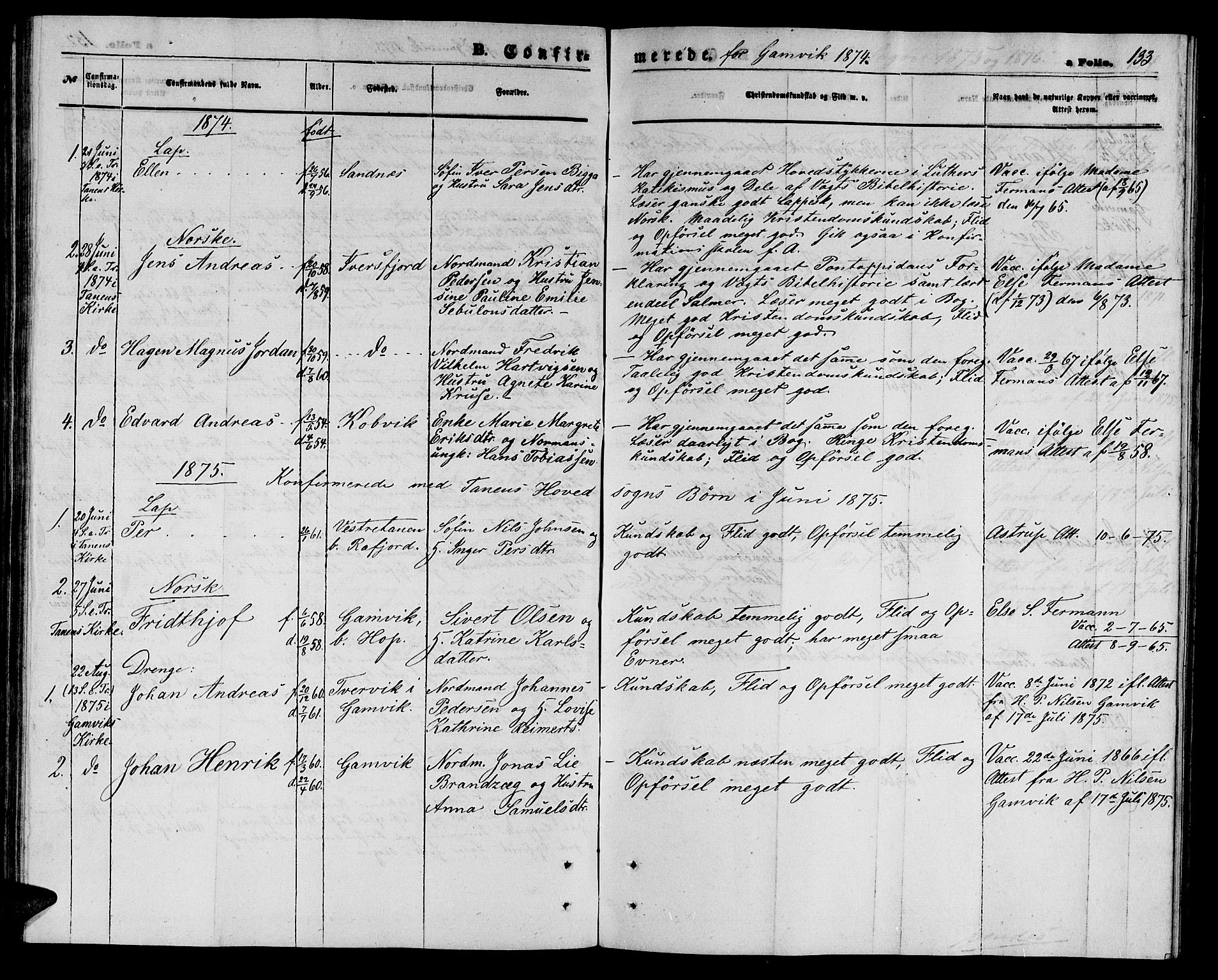 Tana sokneprestkontor, SATØ/S-1334/H/Hb/L0002klokker: Parish register (copy) no. 2 /2, 1867-1877, p. 133