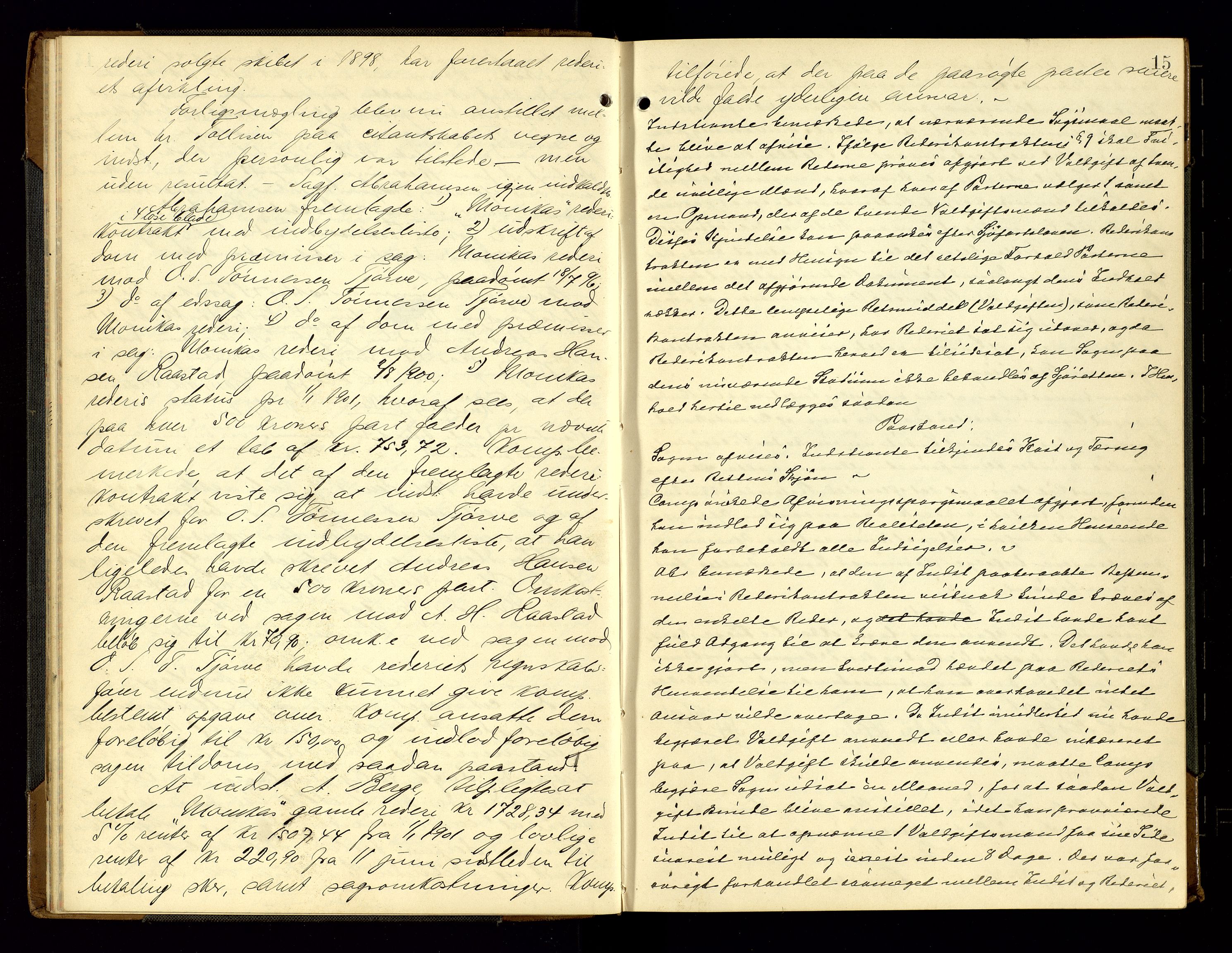 Lyngdal sorenskriveri, AV/SAK-1221-0004/F/Fb/L0093: Ekstrarettsprotokoll nr. 29, 1901-1904, p. 15