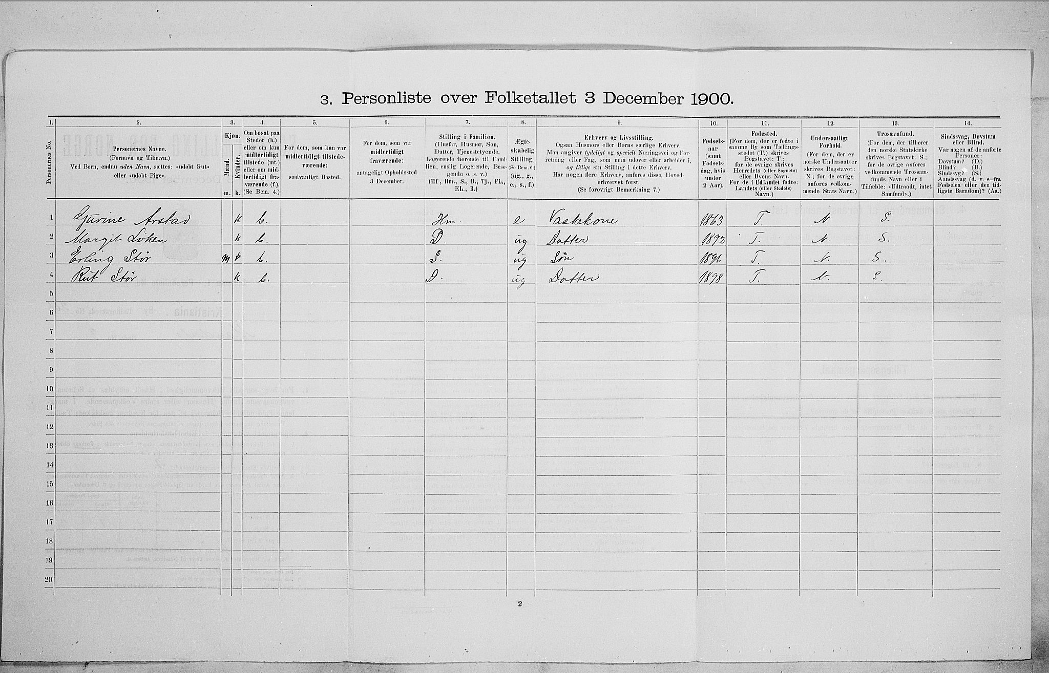 SAO, 1900 census for Kristiania, 1900, p. 54497