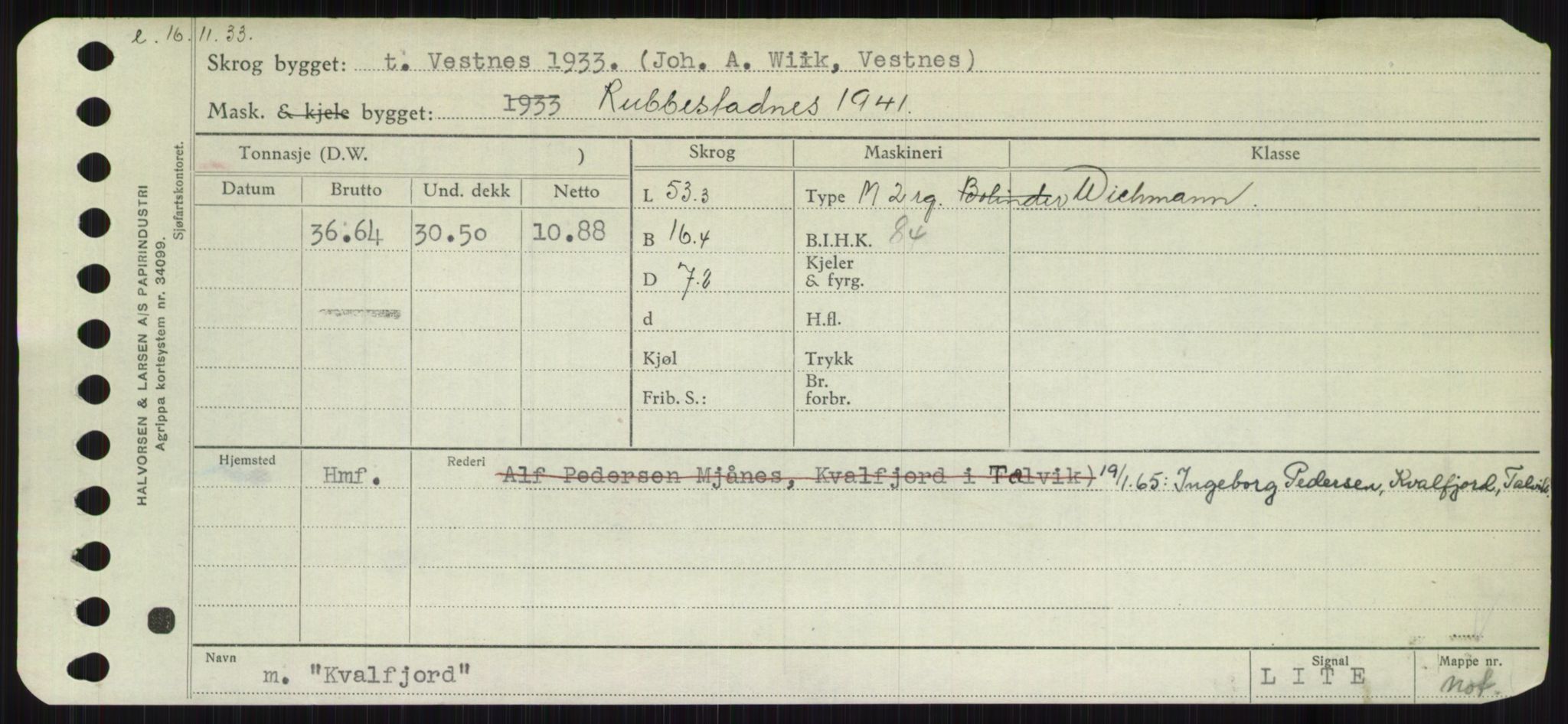 Sjøfartsdirektoratet med forløpere, Skipsmålingen, RA/S-1627/H/Ha/L0003/0002: Fartøy, Hilm-Mar / Fartøy, Kom-Mar, p. 105