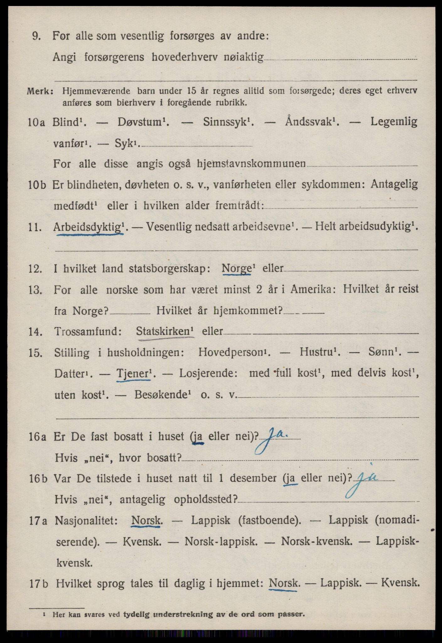 SAT, 1920 census for Rennebu, 1920, p. 1267