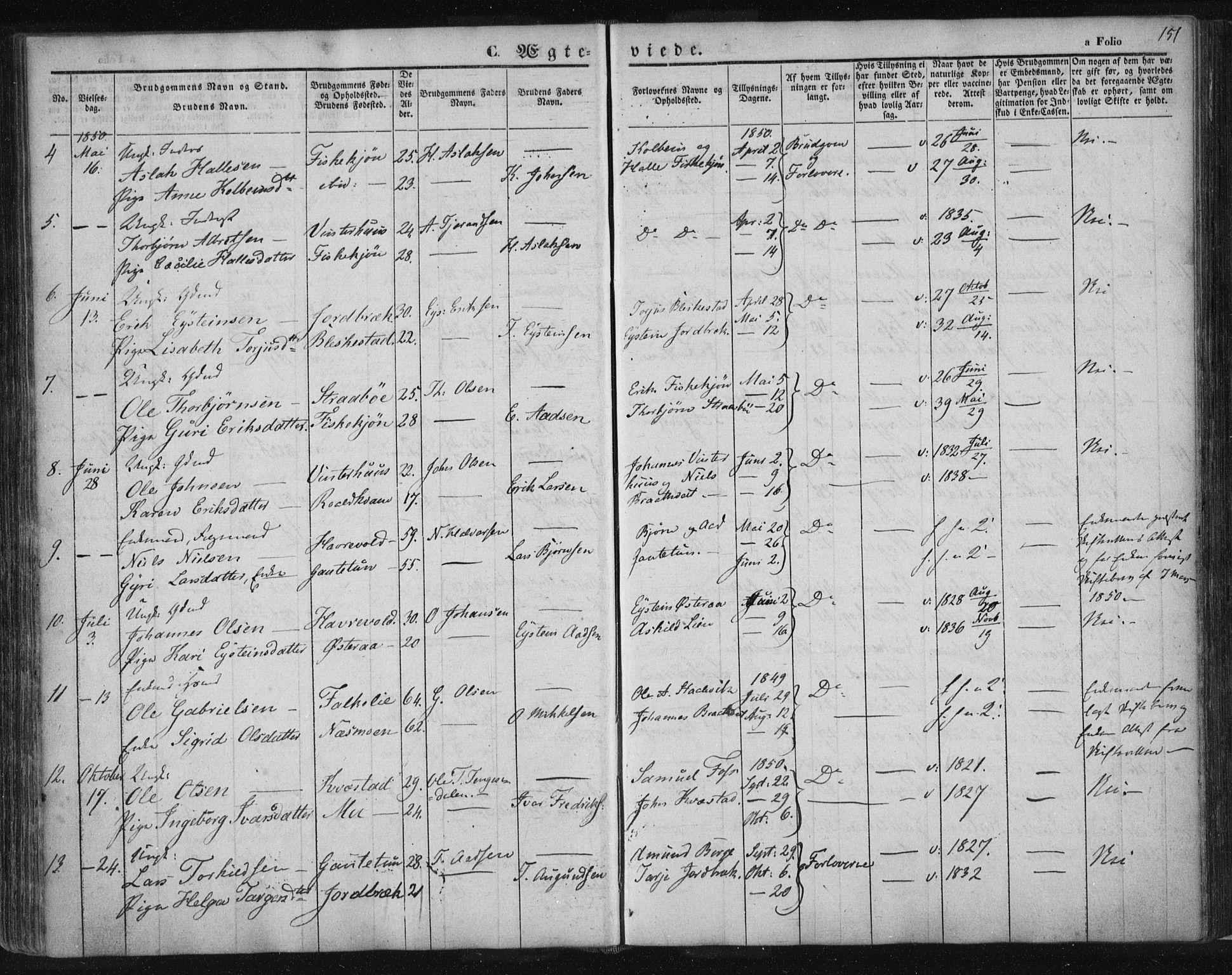Suldal sokneprestkontor, SAST/A-101845/01/IV/L0008: Parish register (official) no. A 8, 1836-1853, p. 151