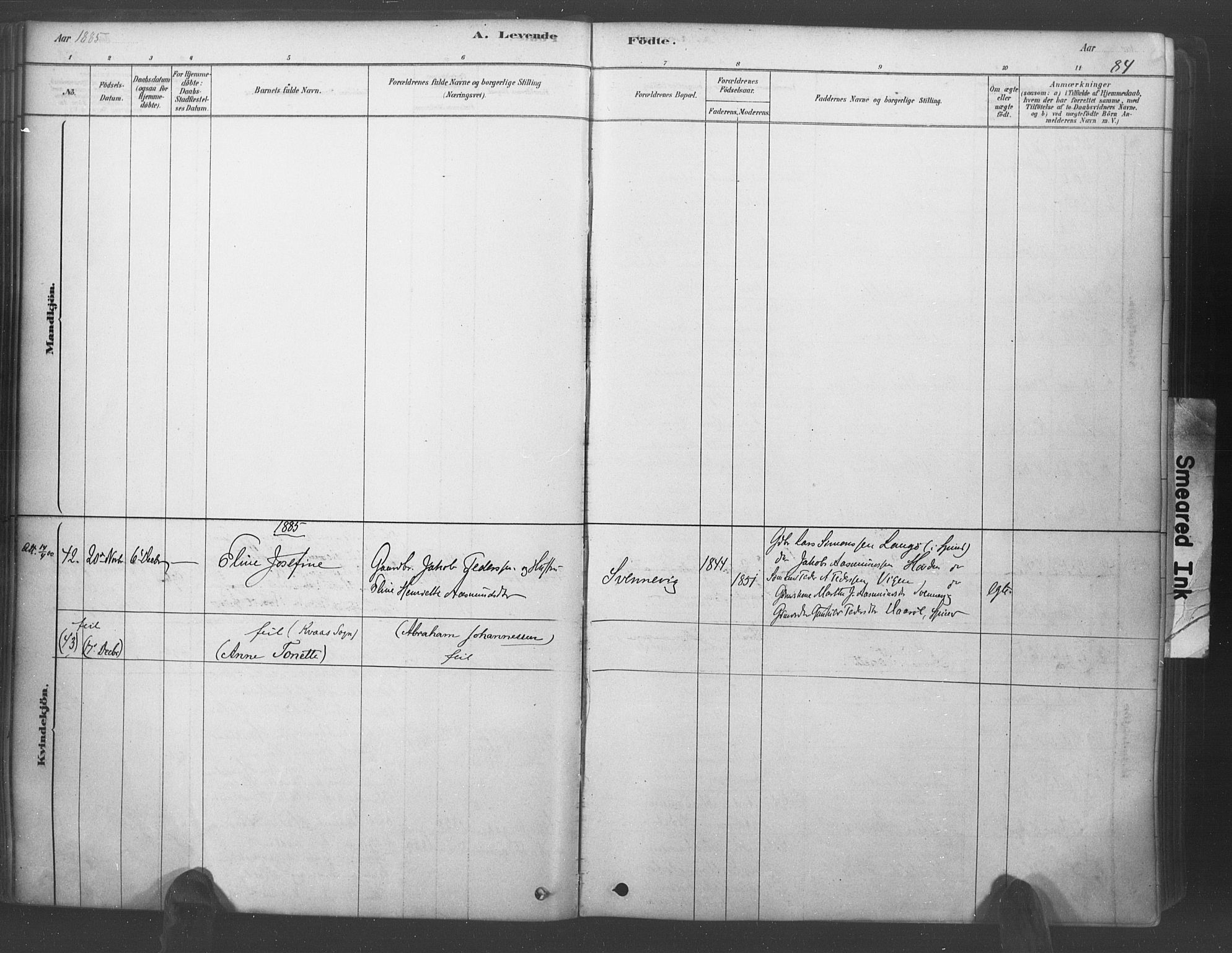 Lyngdal sokneprestkontor, AV/SAK-1111-0029/F/Fa/Fac/L0011: Parish register (official) no. A 11, 1878-1893, p. 84