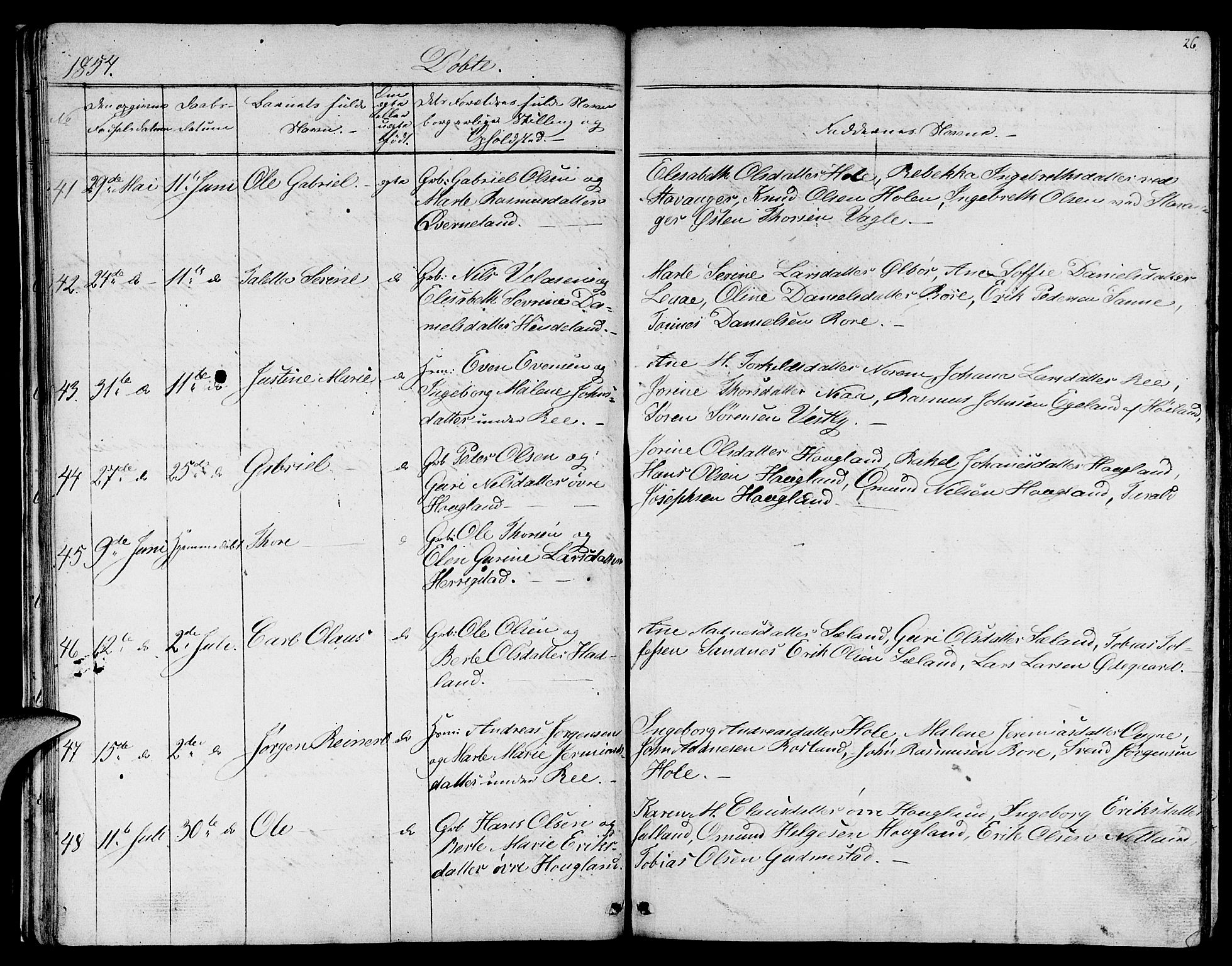 Lye sokneprestkontor, AV/SAST-A-101794/001/30BB/L0002: Parish register (copy) no. B 2, 1852-1867, p. 26