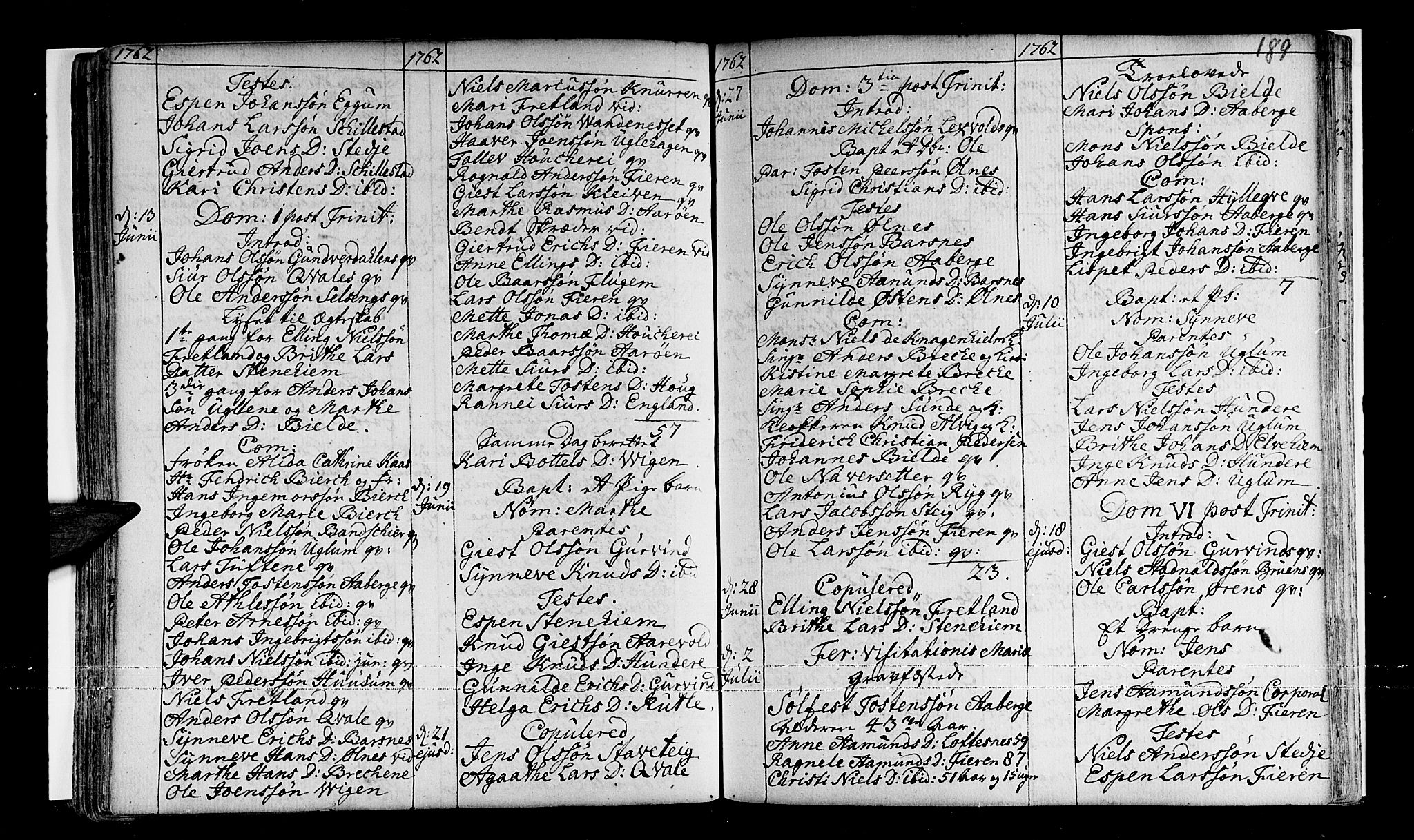 Sogndal sokneprestembete, SAB/A-81301/H/Haa/Haaa/L0003: Parish register (official) no. A 3, 1747-1768, p. 189