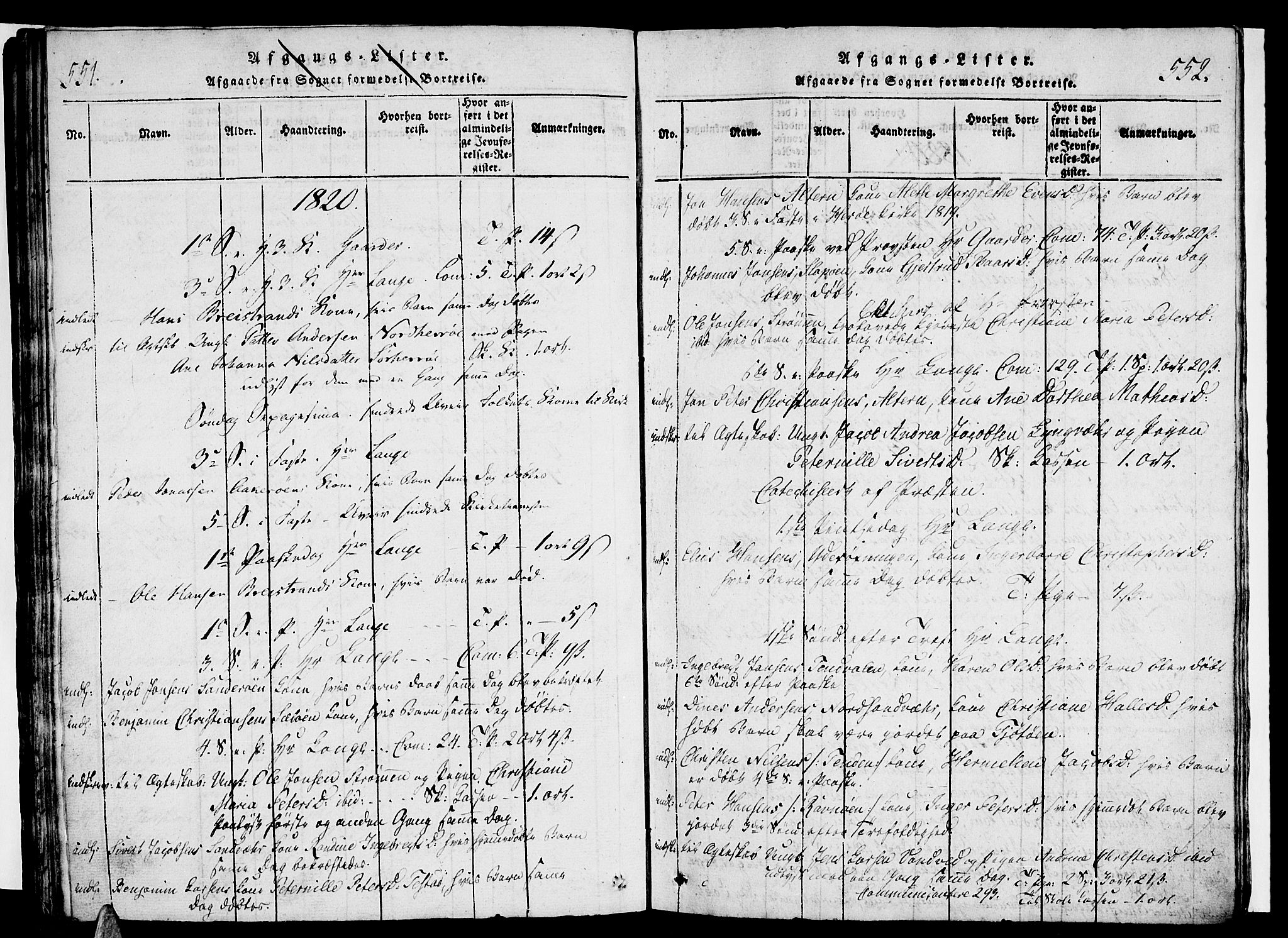 Ministerialprotokoller, klokkerbøker og fødselsregistre - Nordland, AV/SAT-A-1459/834/L0510: Parish register (copy) no. 834C01, 1820-1847, p. 551-552