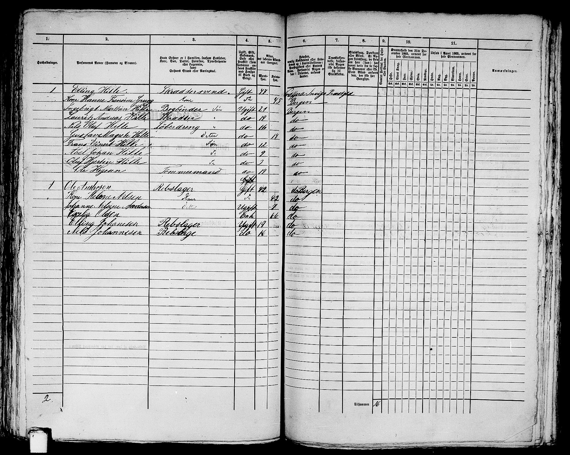 RA, 1865 census for Bergen, 1865, p. 1844