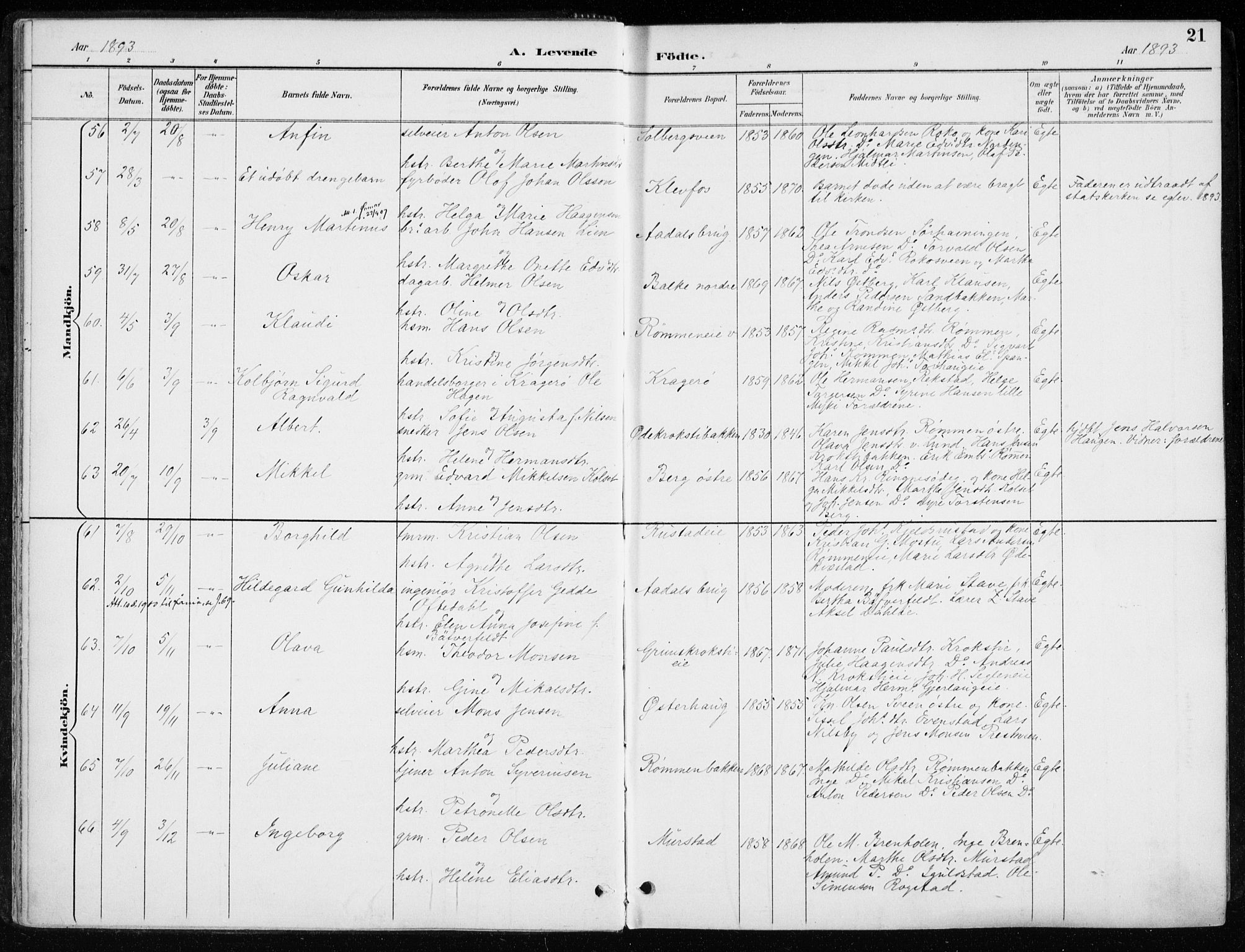 Løten prestekontor, AV/SAH-PREST-022/K/Ka/L0010: Parish register (official) no. 10, 1892-1907, p. 21