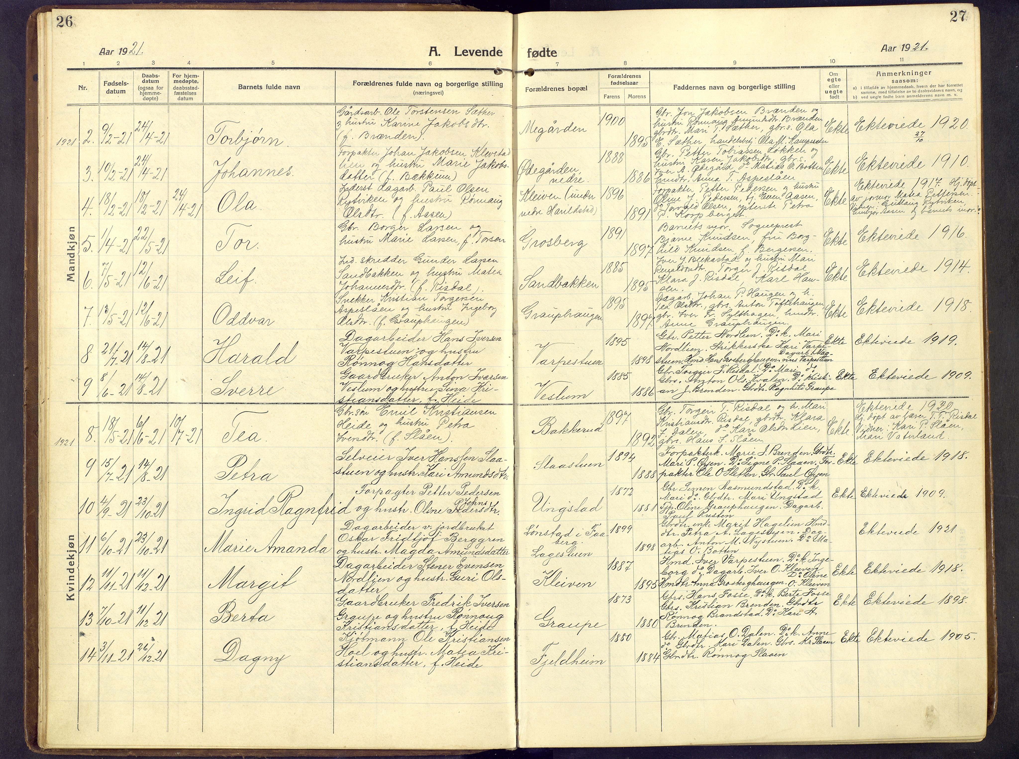 Nord-Fron prestekontor, AV/SAH-PREST-080/H/Ha/Hab/L0009: Parish register (copy) no. 9, 1915-1958, p. 26-27