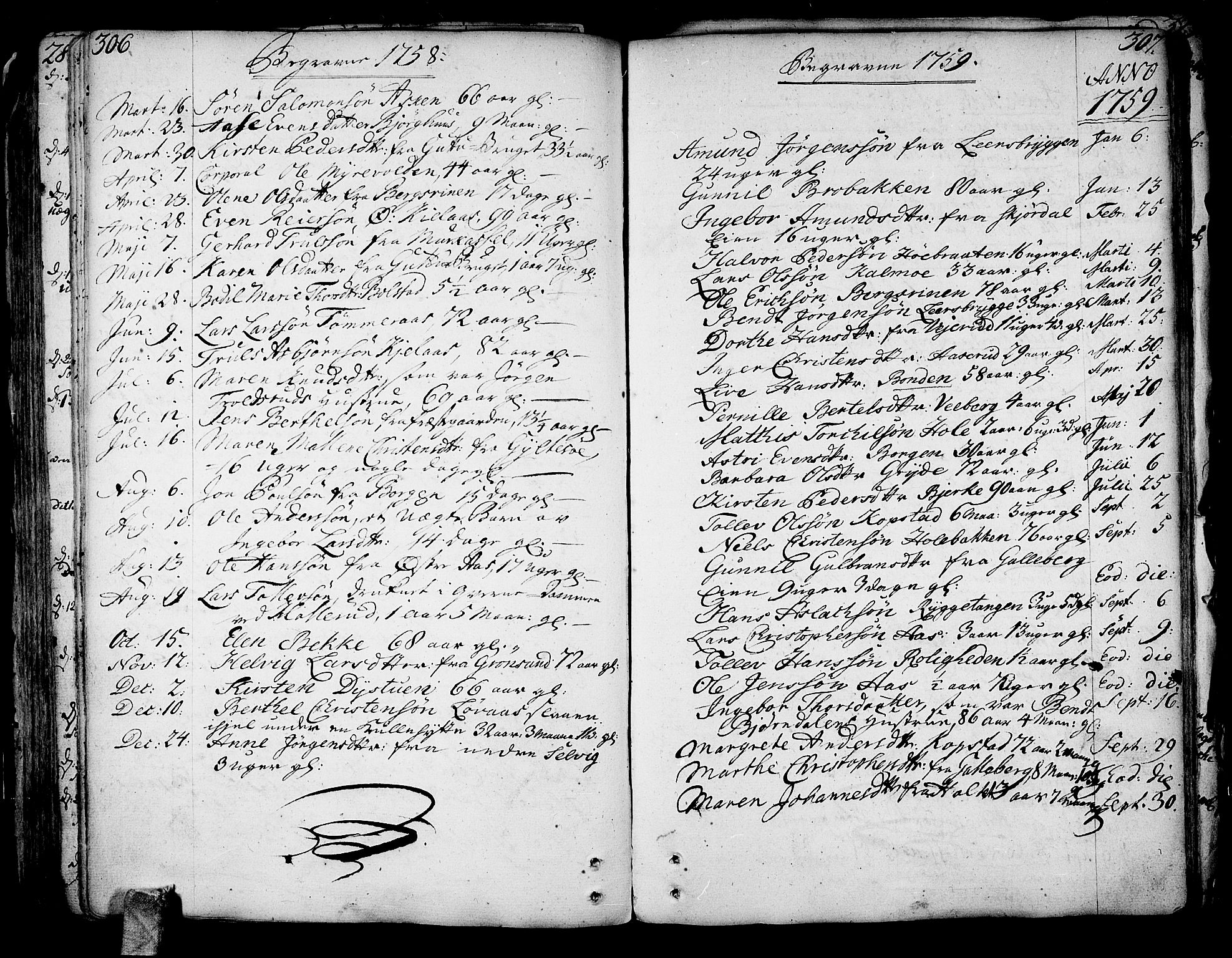 Sande Kirkebøker, AV/SAKO-A-53/F/Fa/L0001: Parish register (official) no. 1, 1753-1803, p. 306-307