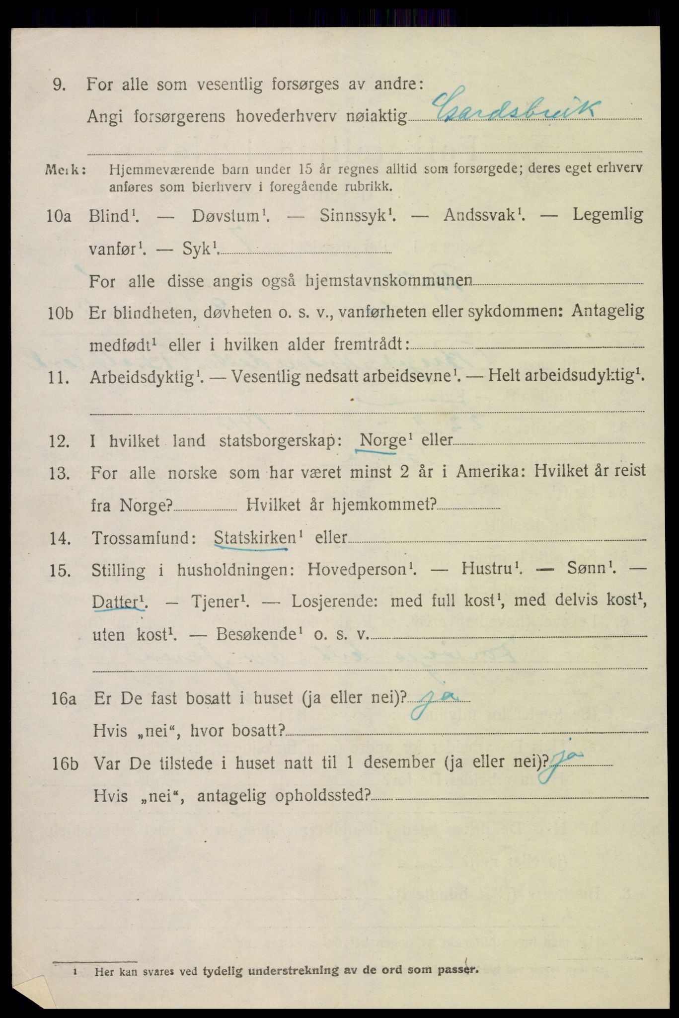 SAK, 1920 census for Bykle, 1920, p. 596