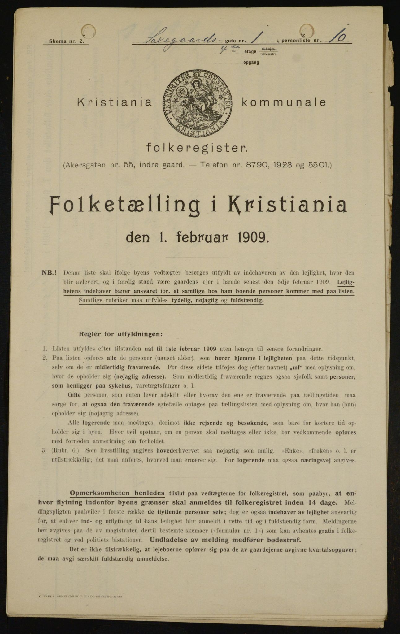 OBA, Municipal Census 1909 for Kristiania, 1909, p. 81160