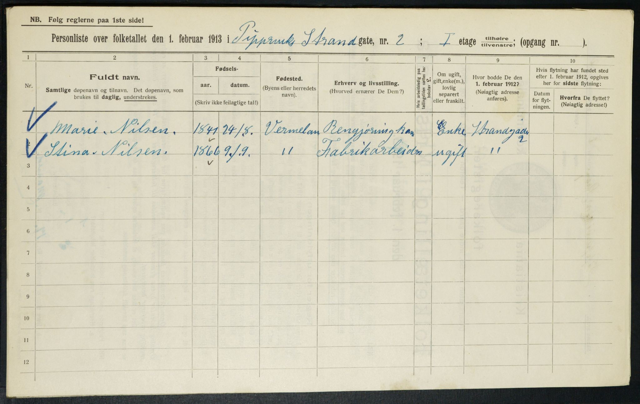 OBA, Municipal Census 1913 for Kristiania, 1913, p. 103765