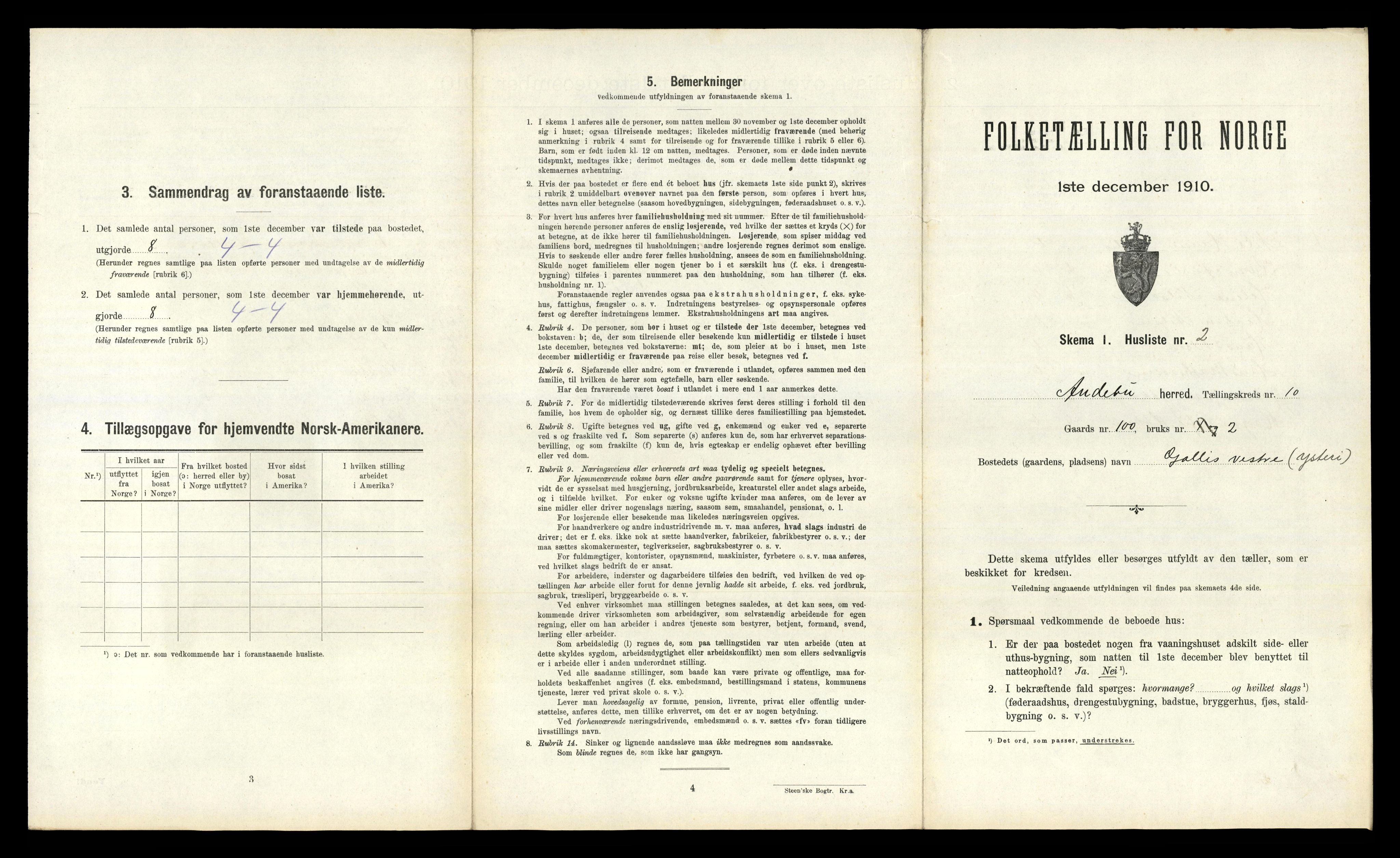 RA, 1910 census for Andebu, 1910, p. 791