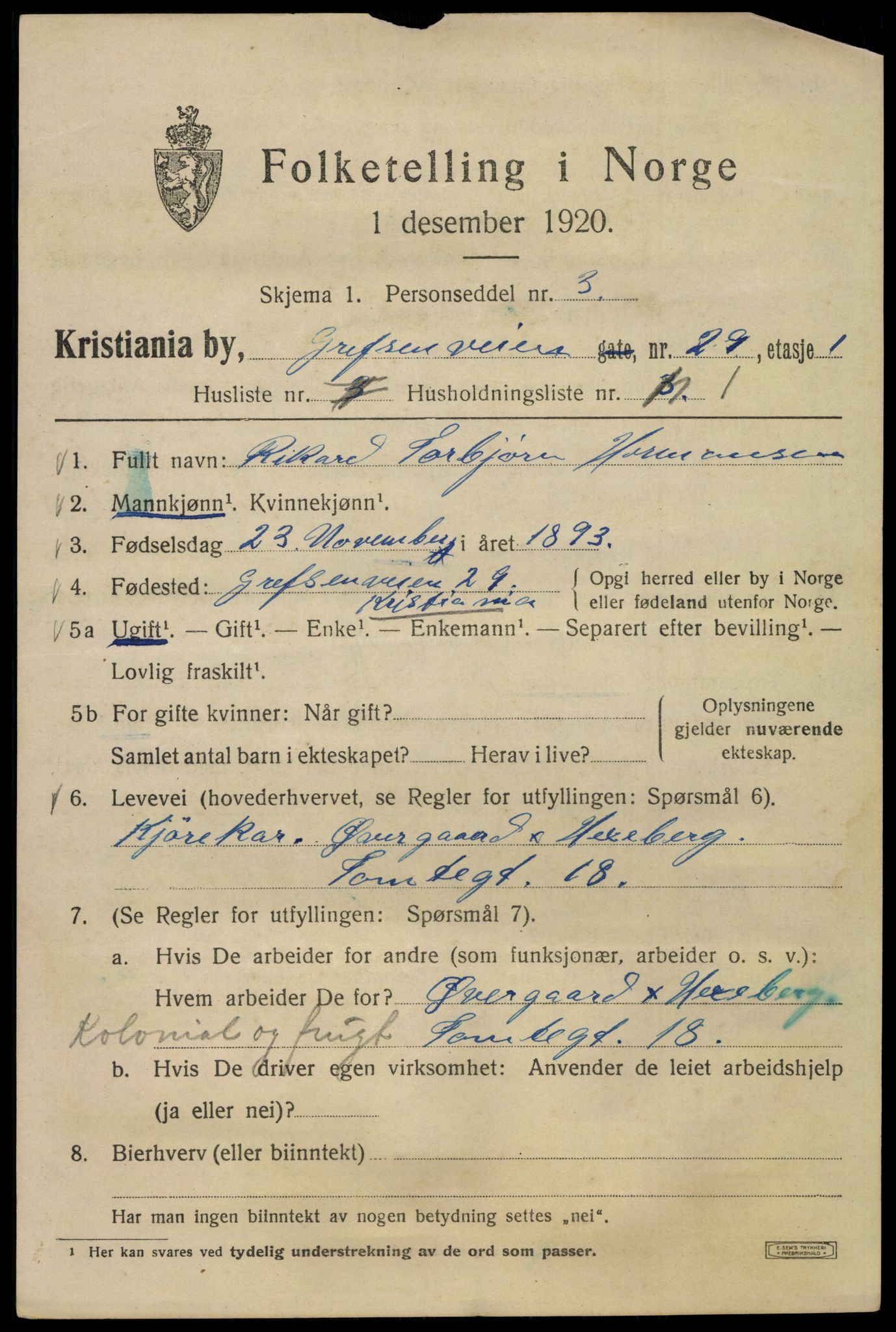 SAO, 1920 census for Kristiania, 1920, p. 251391