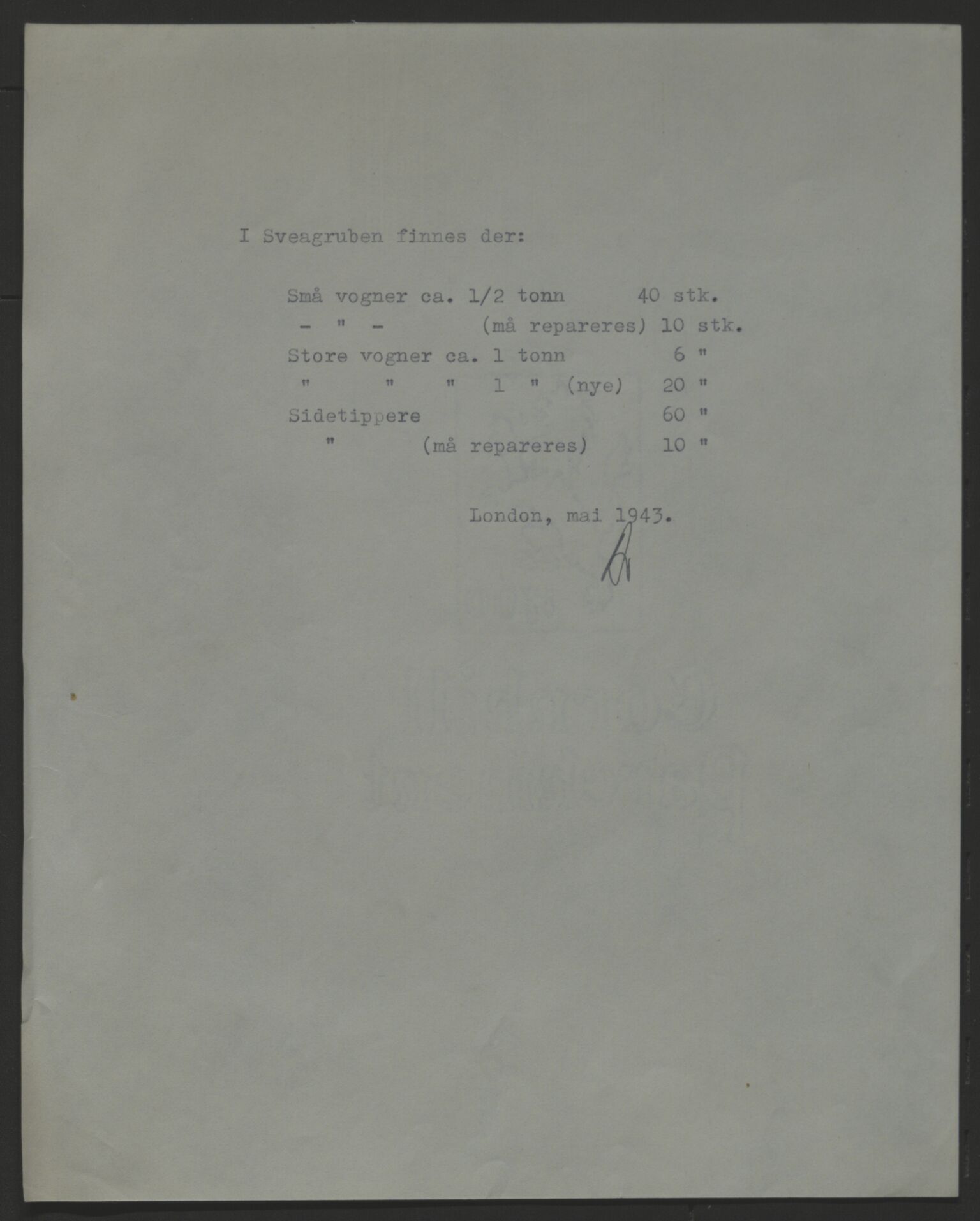 Store Norske Spitsbergen Kulkompani A/S, AV/SATØ-P-0073/01/X15/L0498/0004: Evakuering og krigsskadeoppgjør m.m. / Evakuering og krigsskadeoppgjør m.m. - Vedr. evakuering og ødeleggelser, Sveagruva, 1941-1944, p. 4