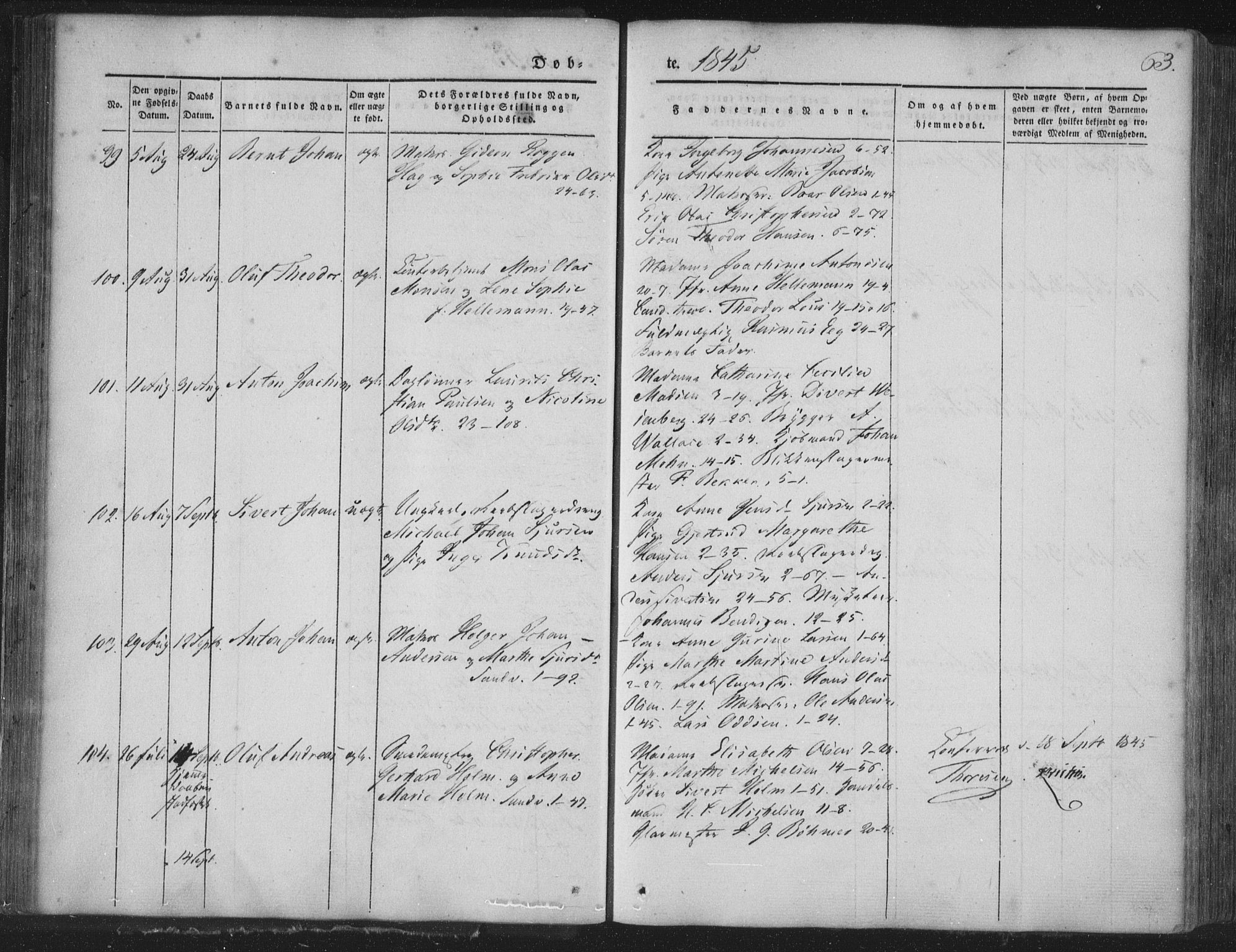 Korskirken sokneprestembete, SAB/A-76101/H/Haa/L0016: Parish register (official) no. B 2, 1841-1851, p. 63