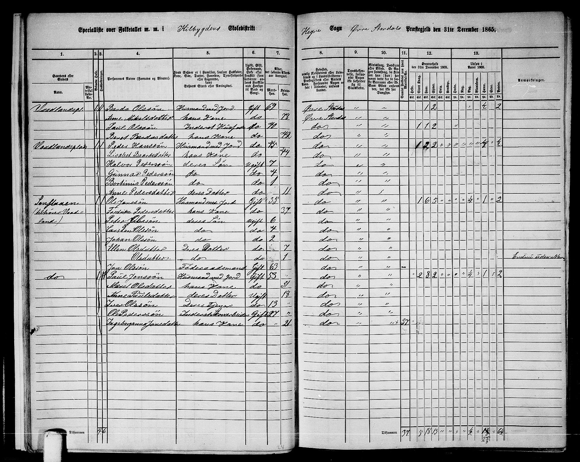 RA, 1865 census for Øvre Stjørdal, 1865, p. 16