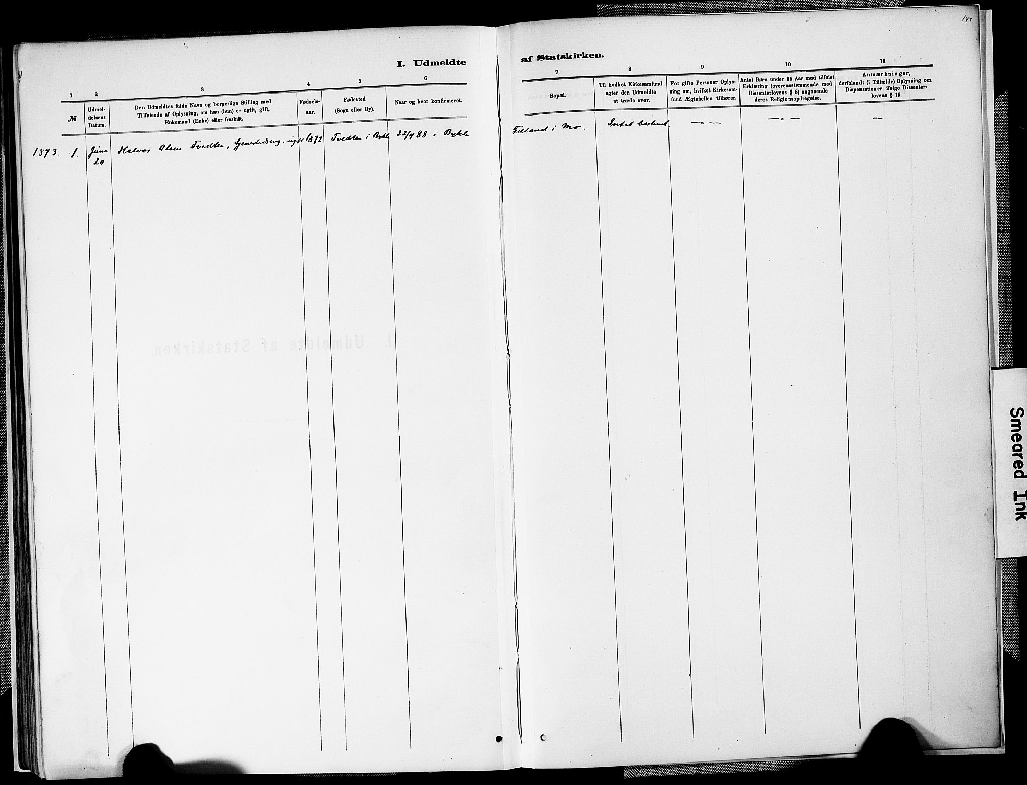 Valle sokneprestkontor, AV/SAK-1111-0044/F/Fa/Faa/L0001: Parish register (official) no. A 1, 1882-1907, p. 142