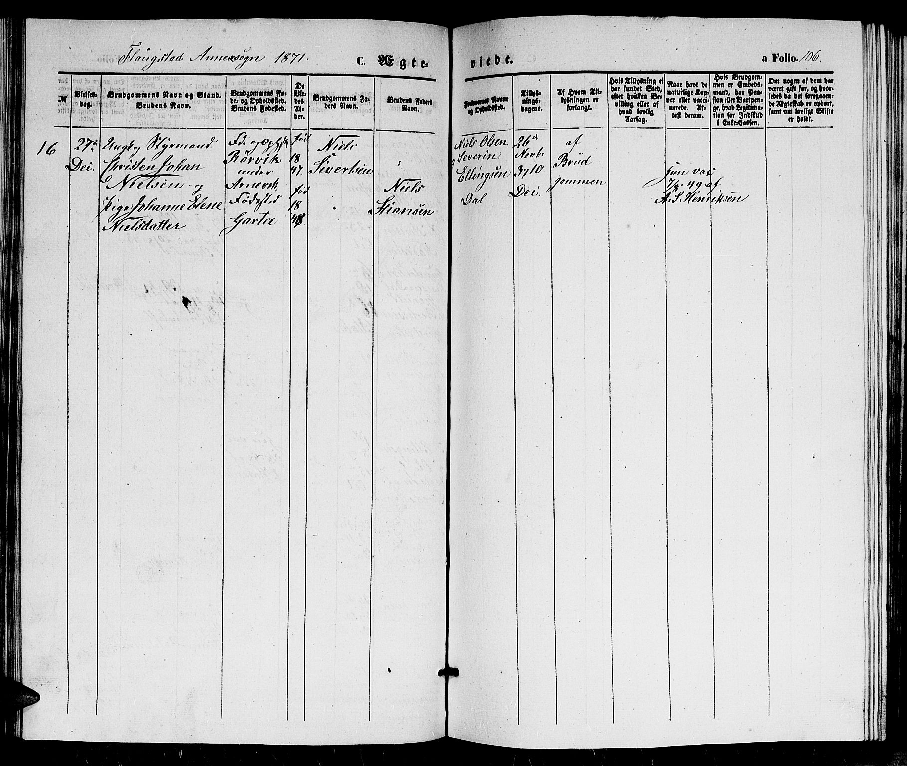 Dypvåg sokneprestkontor, SAK/1111-0007/F/Fb/Fbb/L0002: Parish register (copy) no. B 2, 1851-1871, p. 106