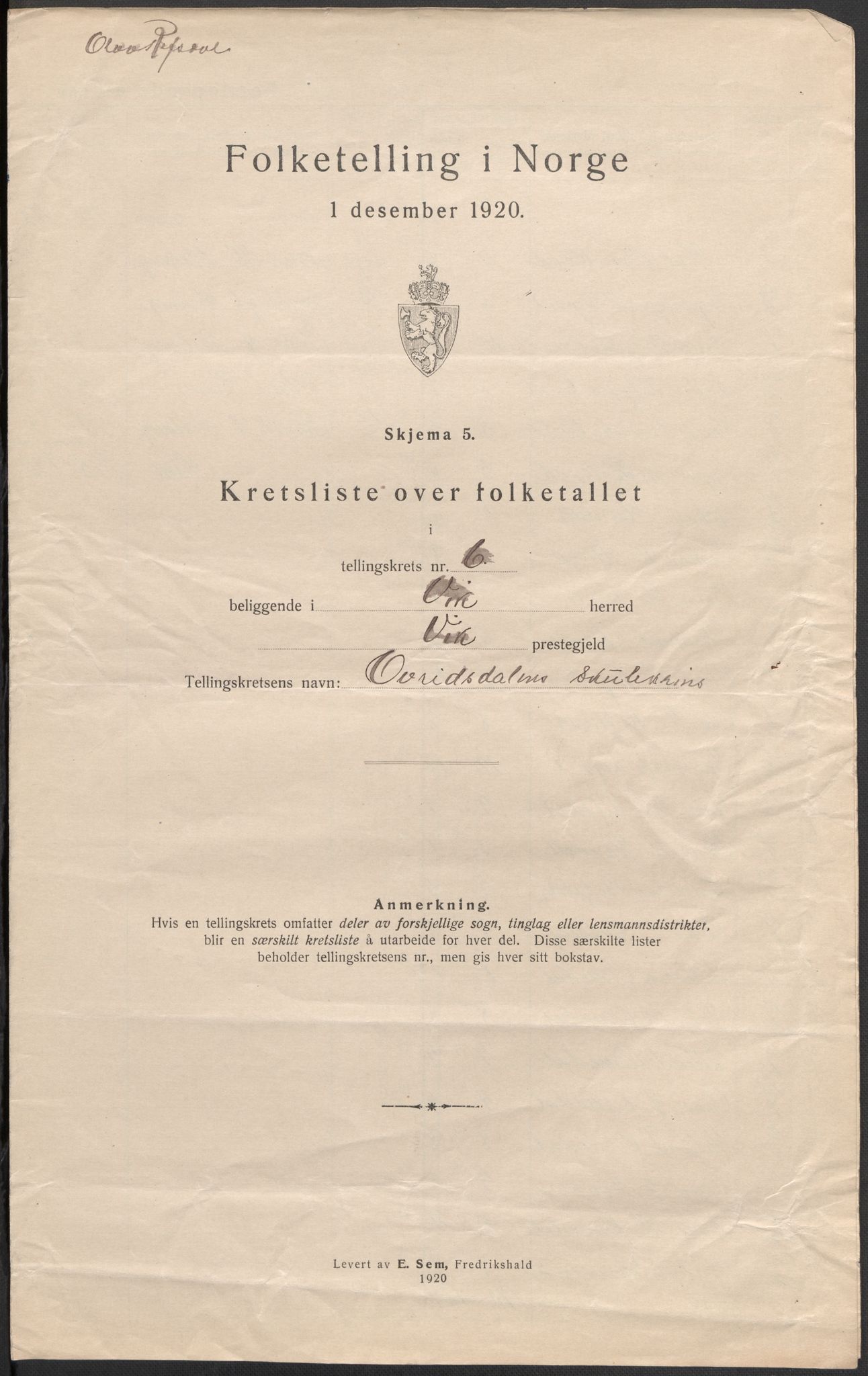 SAB, 1920 census for Vik, 1920, p. 21